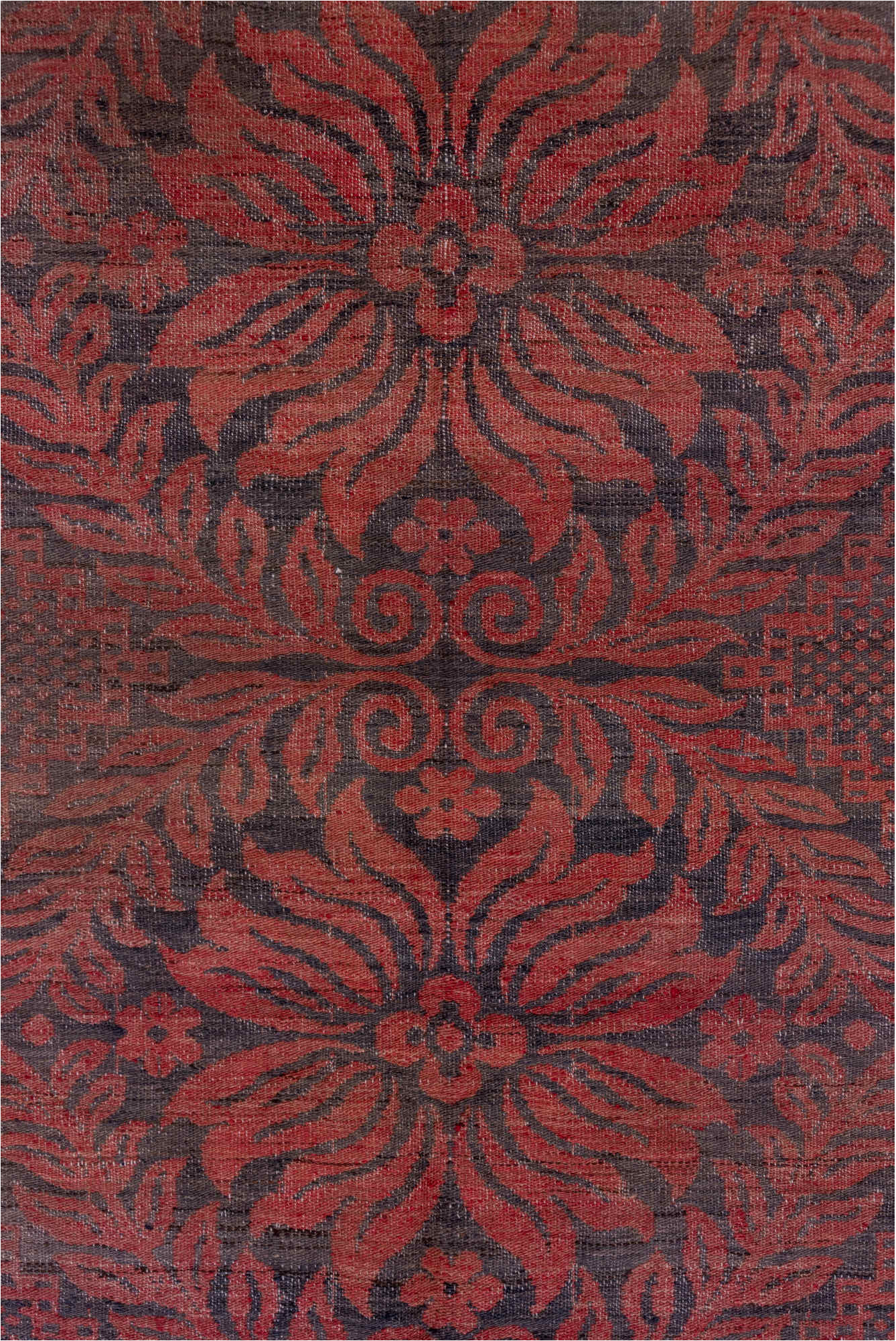 5' x 9' one-of-a-kind handmade vintage Kilim medium size rug. Color palette: brown, gray, off-white, pink, red, snow, white