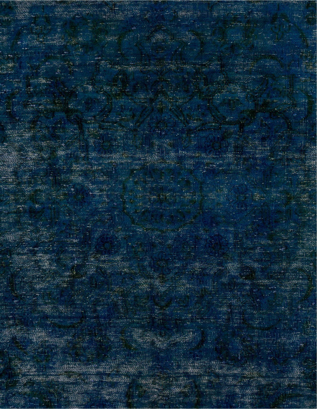 9' x 13' one-of-a-kind handmade vintage Overdyed large size rug. Color palette: arapawa, blue, gray, light gray