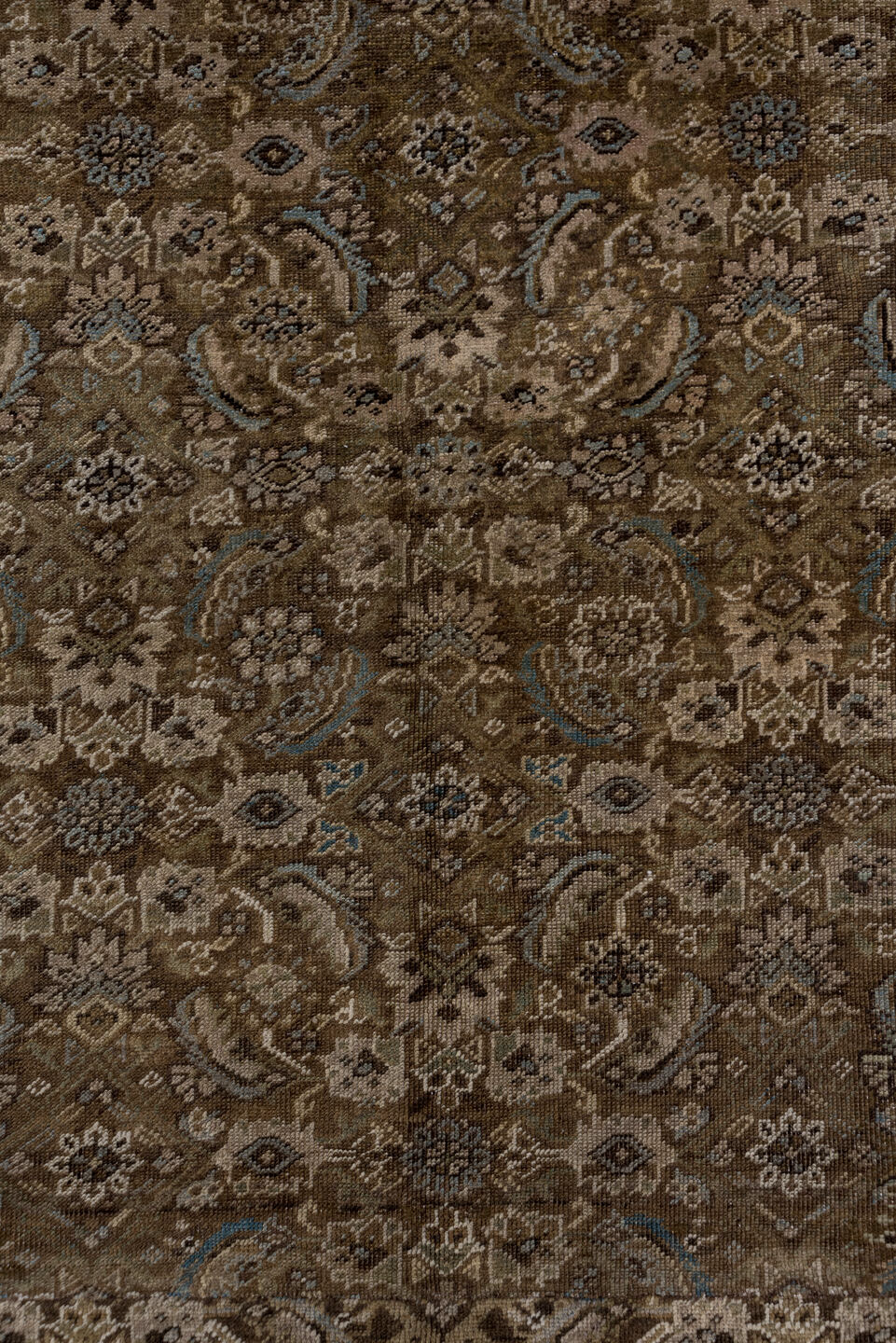 6' x 7' one-of-a-kind handmade vintage Karabagh rug. Color palette: gray, brown, dim gray