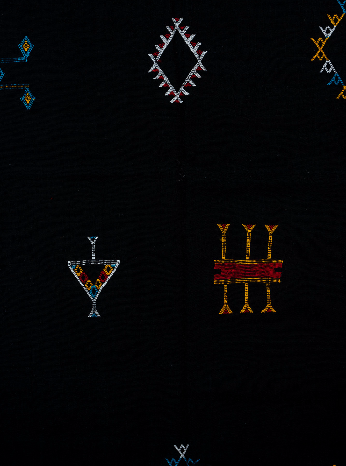 6' x 8' one-of-a-kind handmade vintage Cactus Kilim medium size rug. Color palette: gray, brown, blue, light blue, red