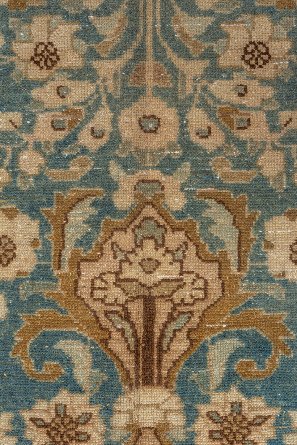 7' x 9' one-of-a-kind handmade vintage Malayer rug. Color palette: gray, light gray, brown, blue, off-white, dark slate gray