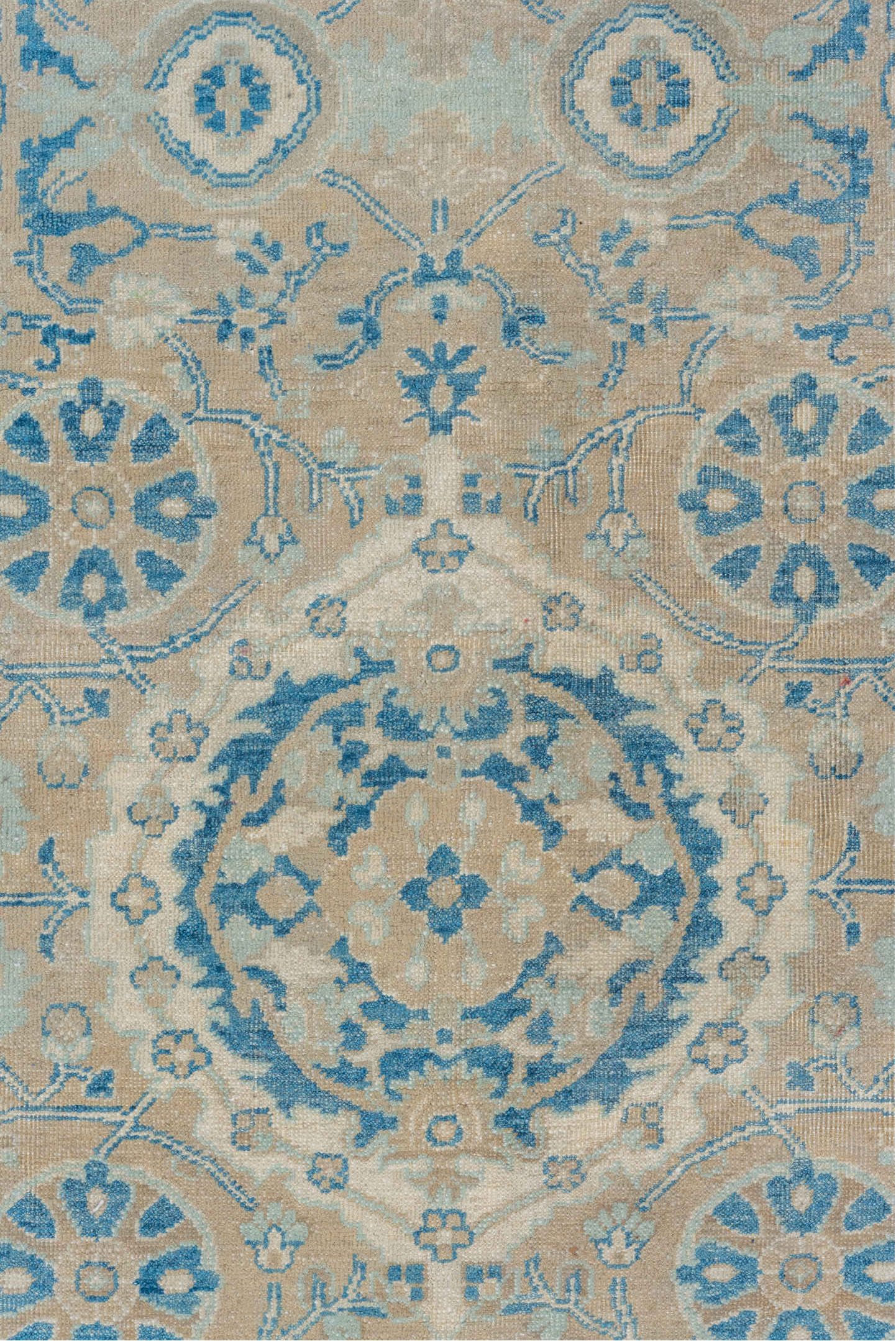 8' x 9' one-of-a-kind handmade vintage Sivas rug. Color palette: light gray, off-white, gray, blue, green, light blue