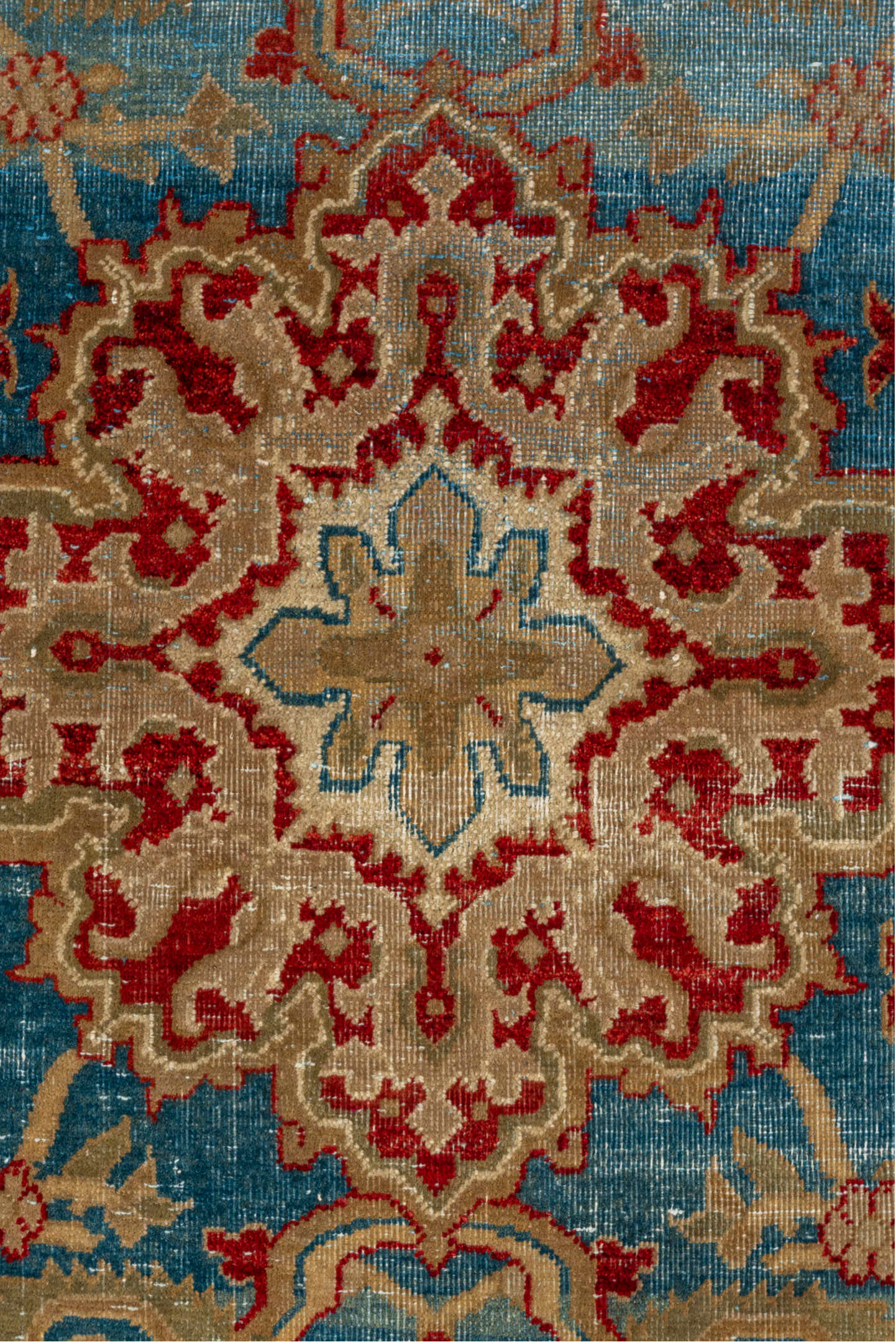 3' x 6' one-of-a-kind handmade vintage Amritzar small size rug. Color palette: gray, blue, brown, red, dark gray