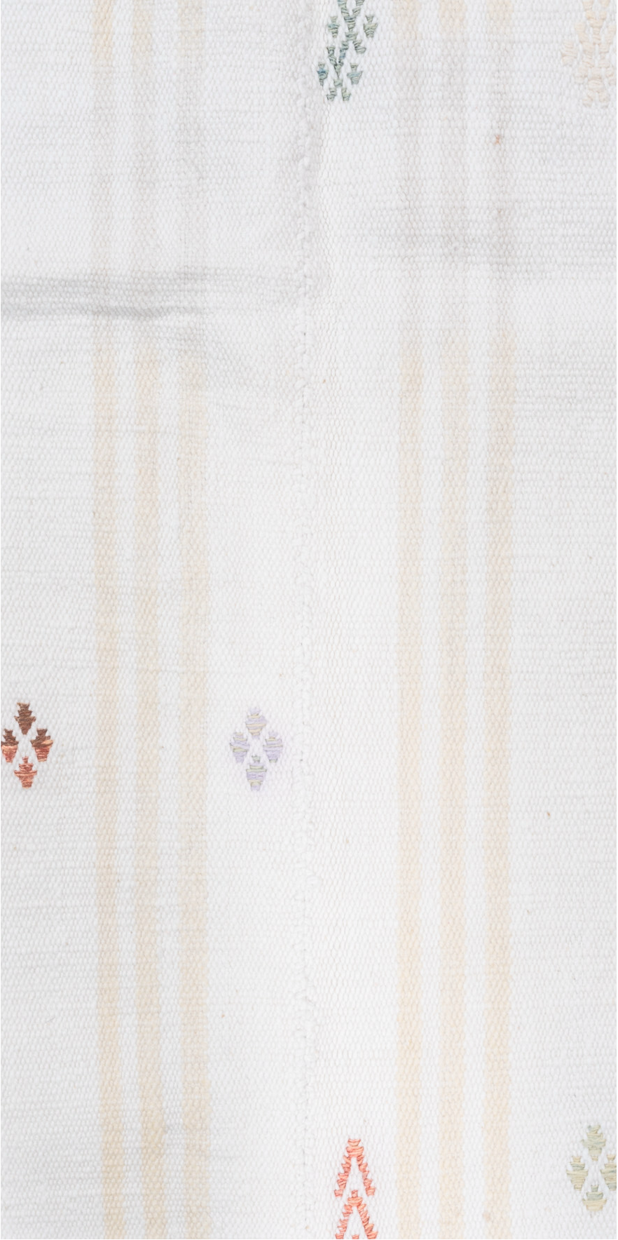 4' x 7' one-of-a-kind handmade vintage Flatweave rug. Color palette: azure, dark gray, gainsboro, gray, lavender blush