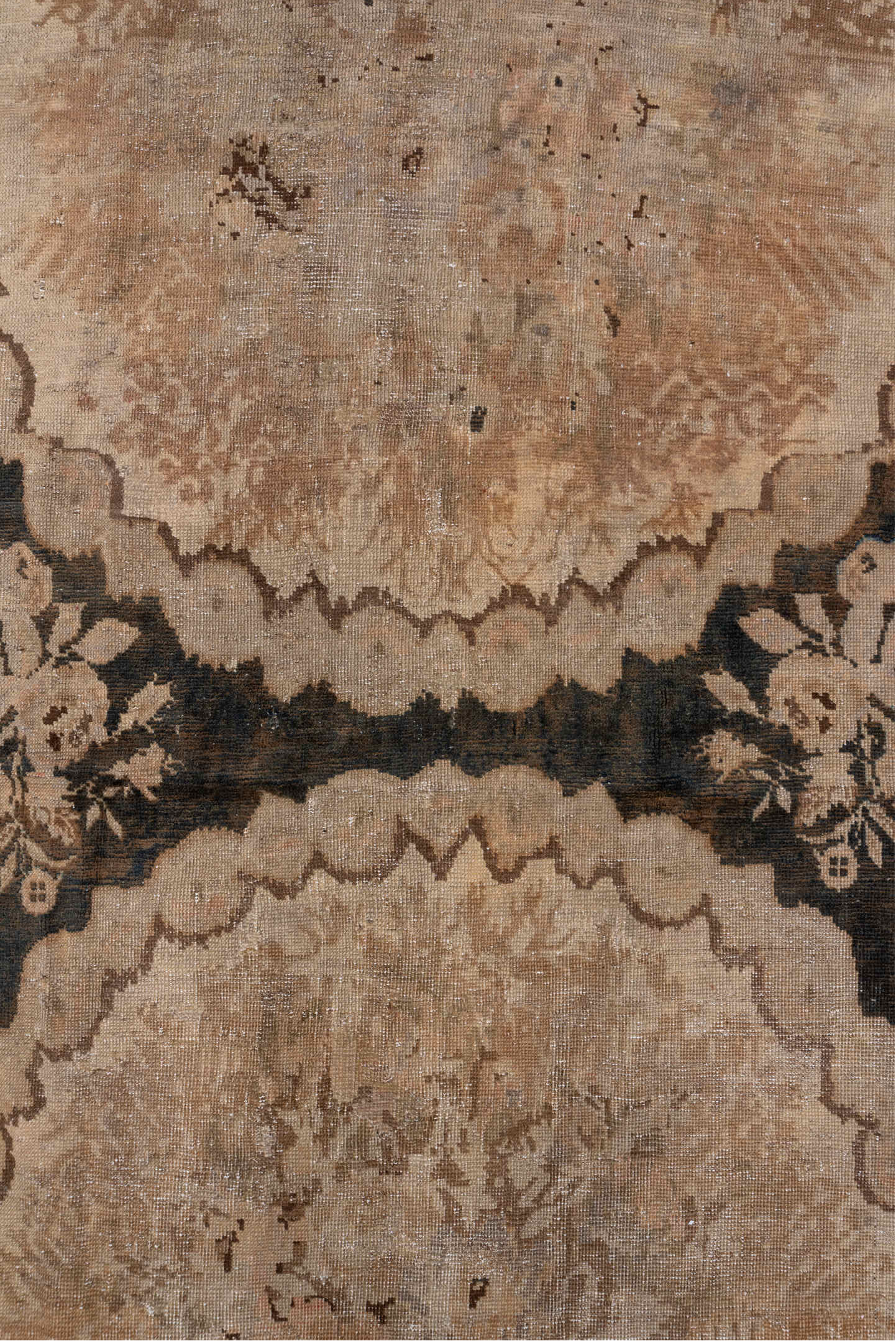 4' x 11' one-of-a-kind handmade vintage Karabagh runner rug. Color palette: gray, black, brown, pink