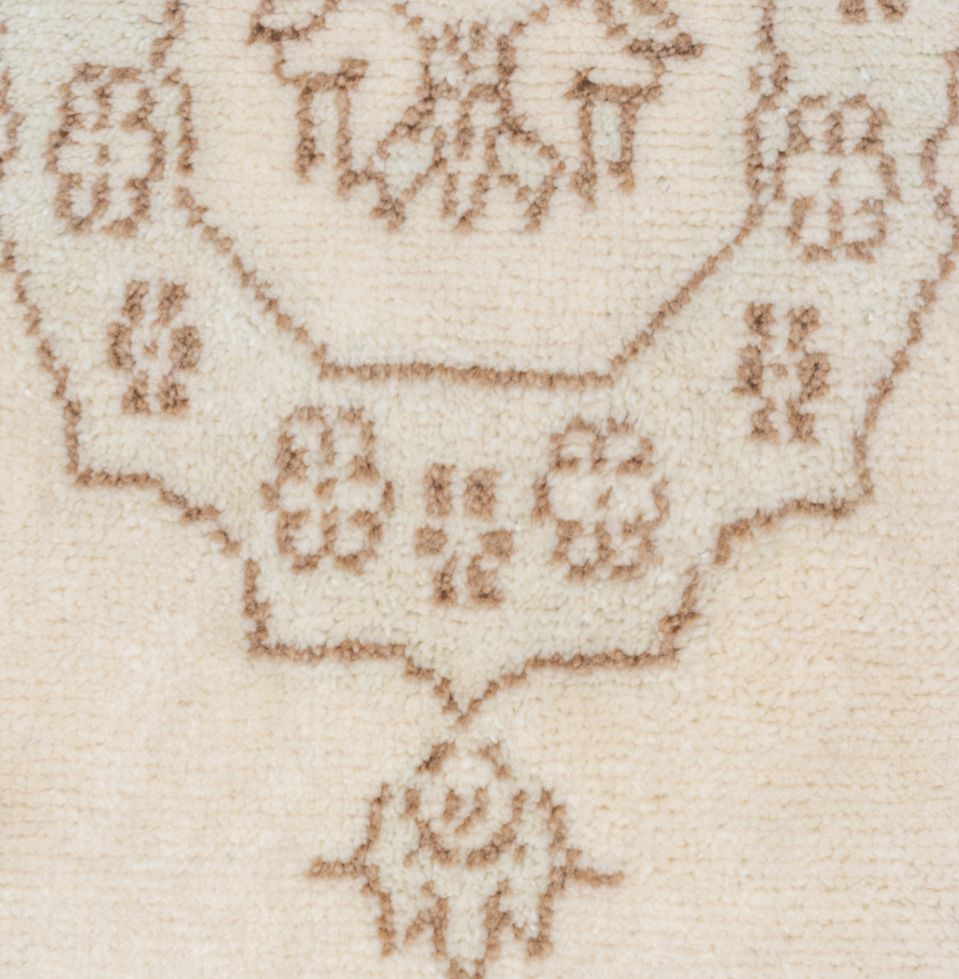 3' x 13' one-of-a-kind handmade vintage Moroccan runner rug. Color palette: light gray, gray, off-white, pink, brown, white