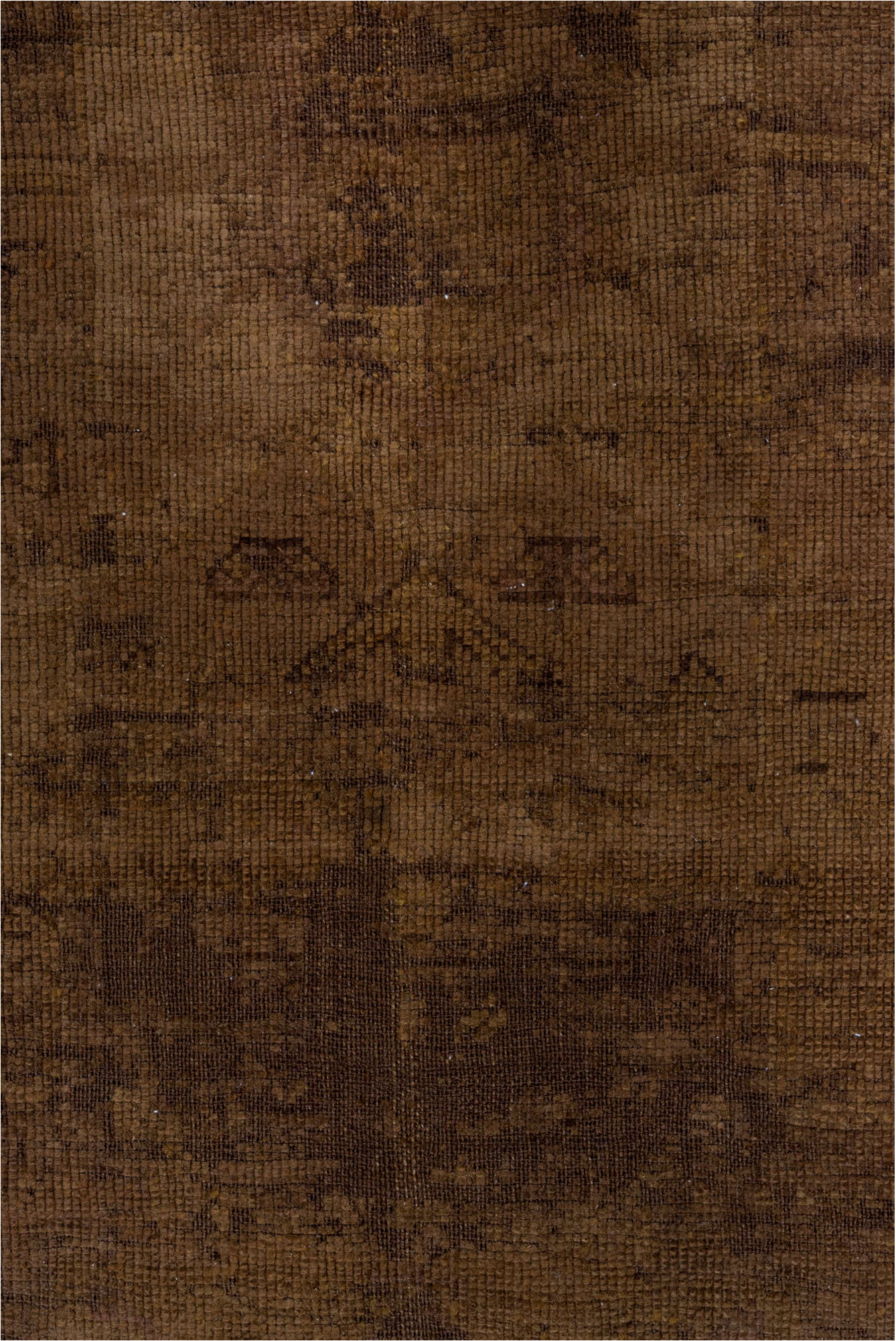 3' x 9' one-of-a-kind handmade vintage Overdyed runner rug. Color palette: brown, off-white, snow, white, whitesmoke