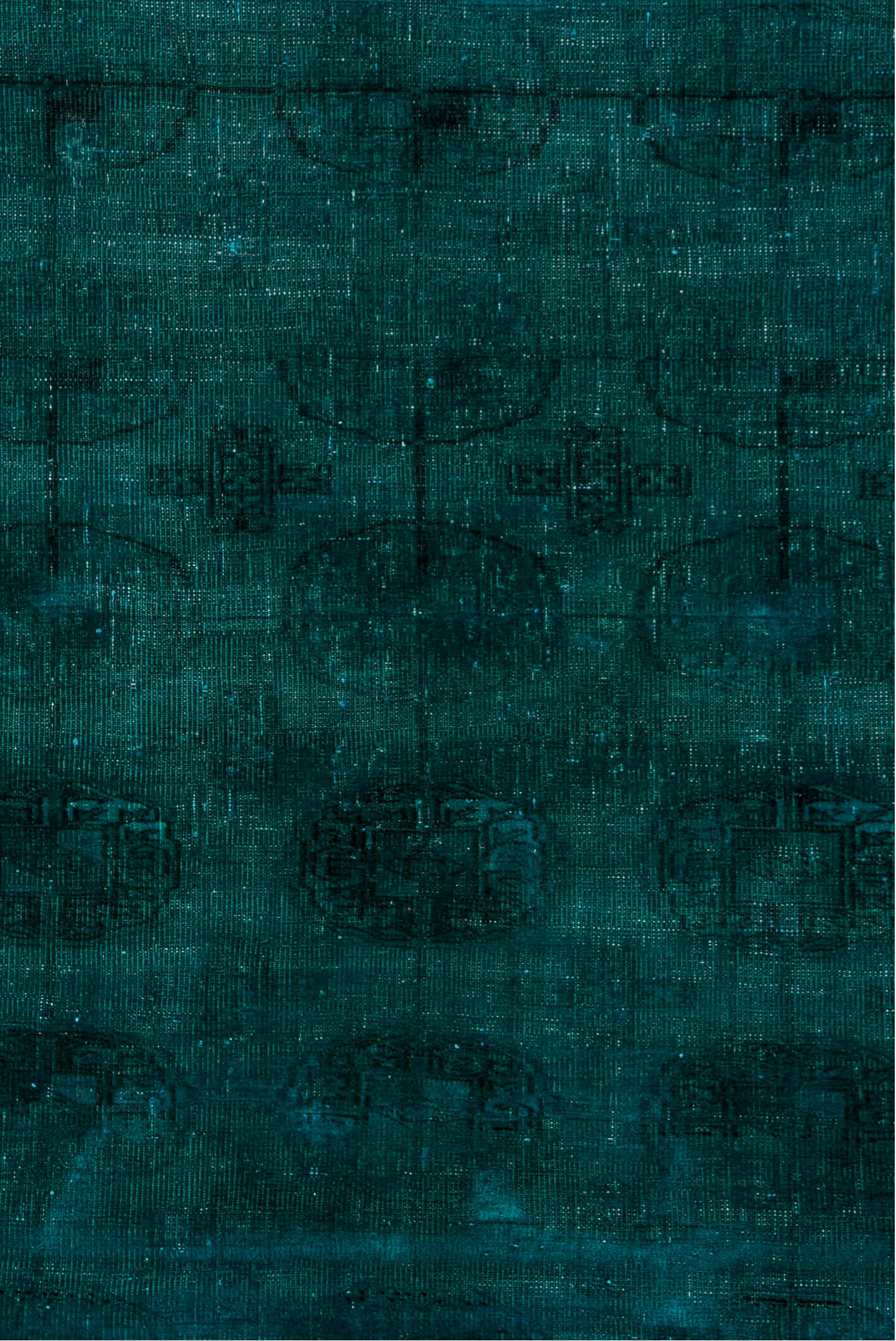 3' x 5' one-of-a-kind handmade vintage Overdyed small size rug. Color palette: gray, blue, light gray, off-white, green