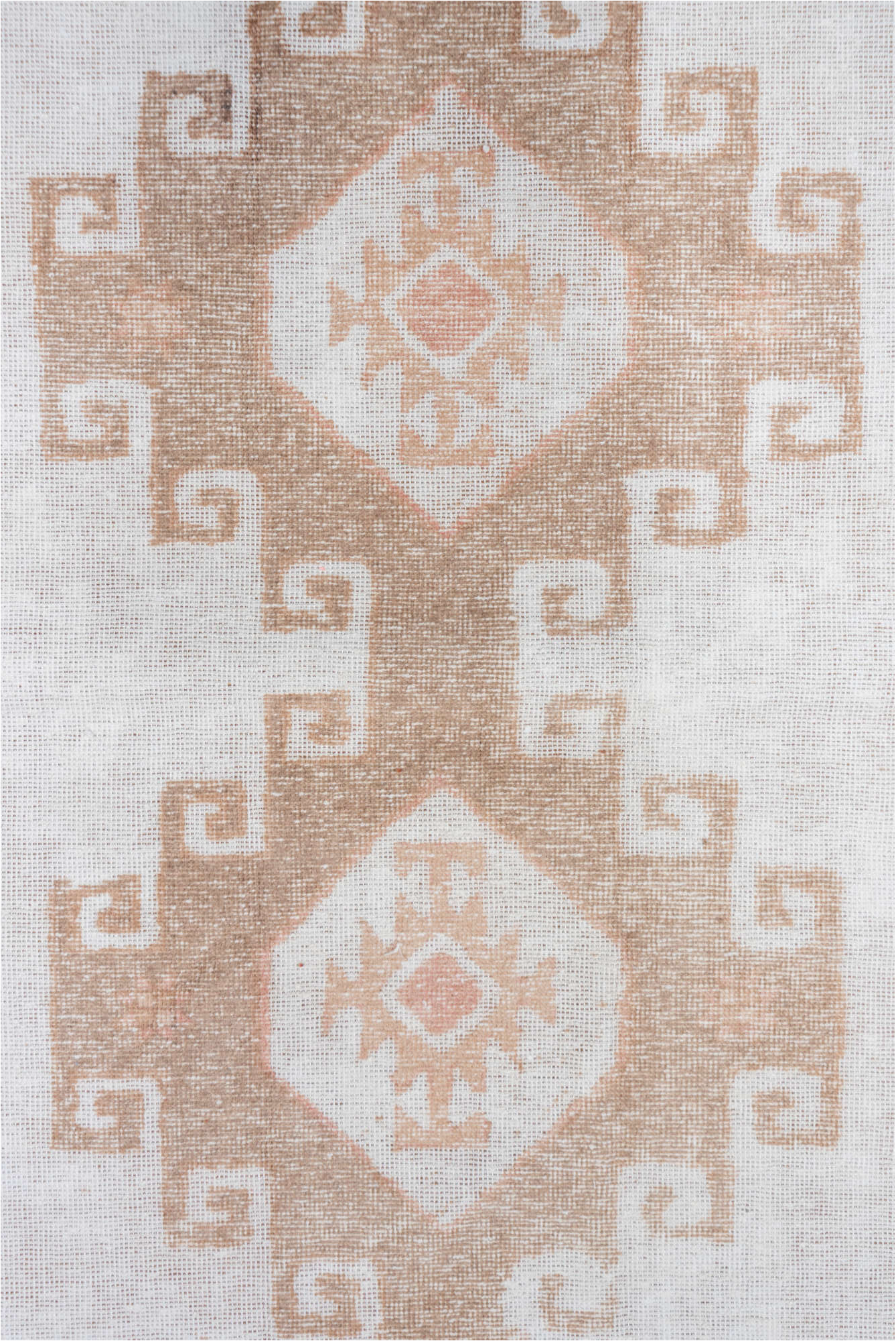 2' x 12' one-of-a-kind handmade vintage Oushak runner rug. Color palette: brown, gainsboro, gray, lavender blush, light gray