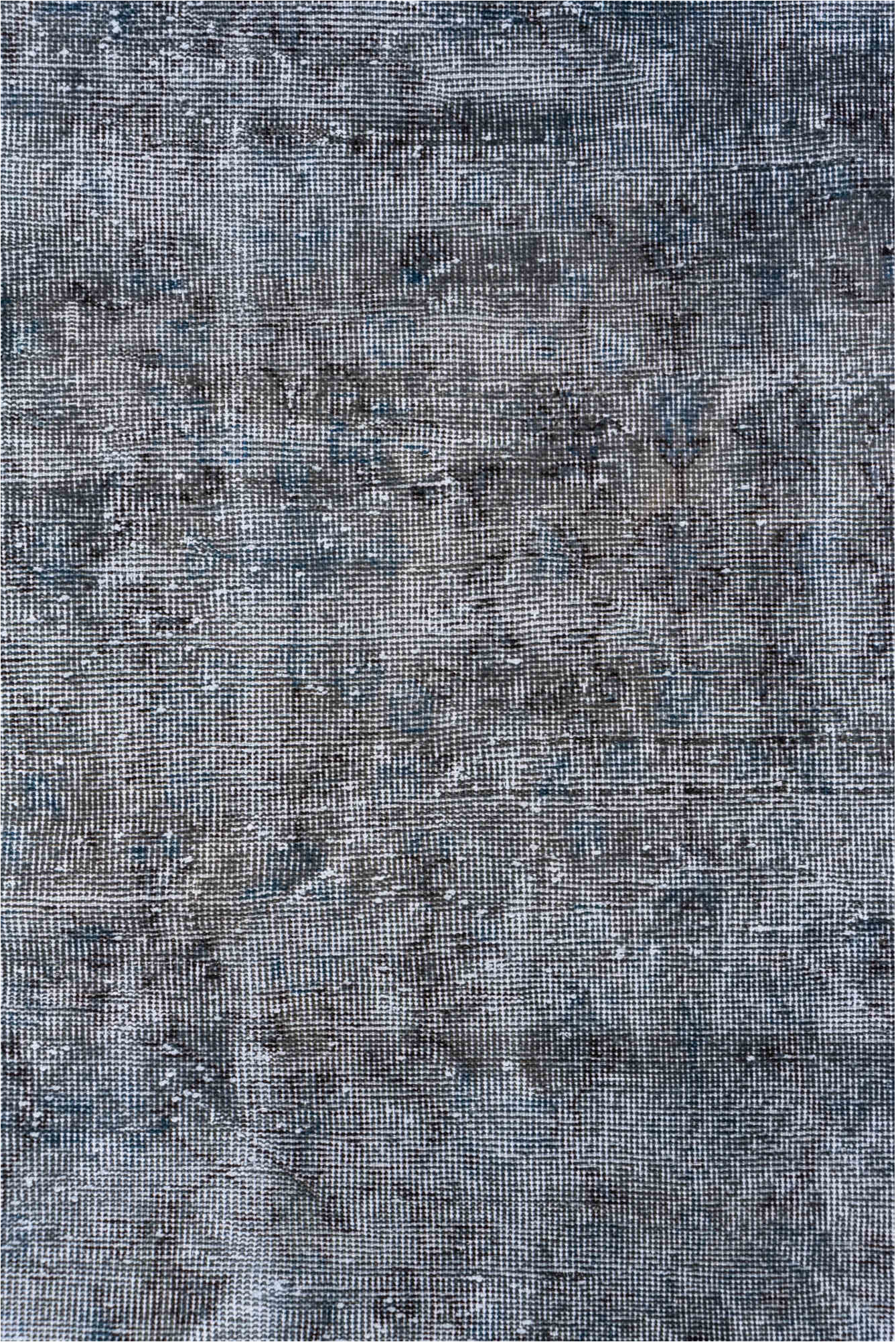 2' x 10' one-of-a-kind handmade vintage Overdyed runner rug. Color palette: black, blue, dark gray, dim gray, gray