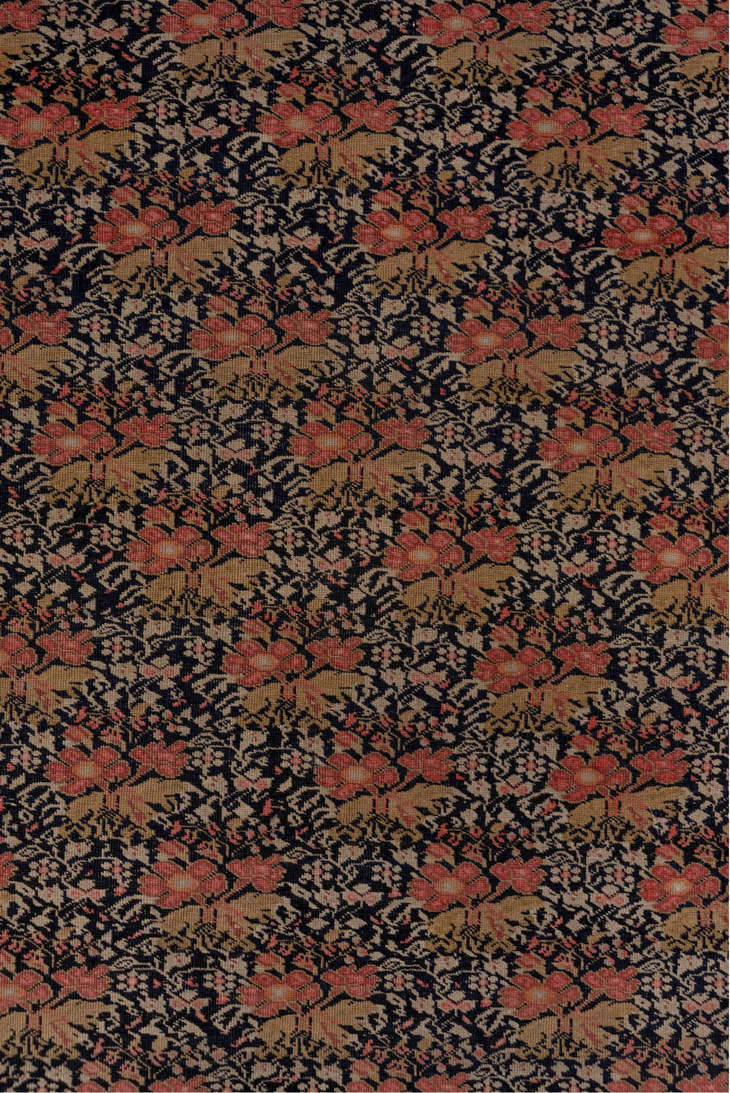 4' x 6' one-of-a-kind handmade vintage Far.Sarouk small size rug. Color palette: brown, gray, black, red