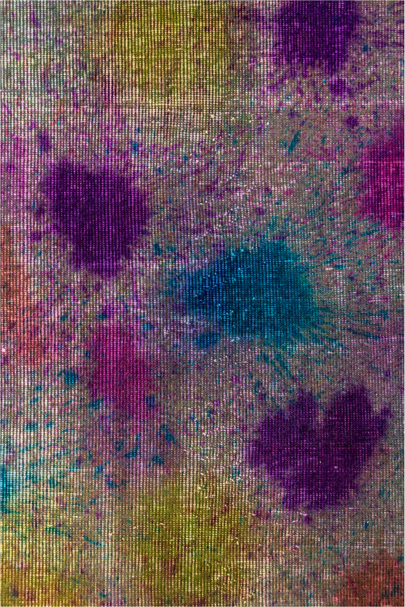 3' x 10' one-of-a-kind handmade vintage Overdyed runner rug. Color palette: blue, brown, gray, light gray, off-white, orange