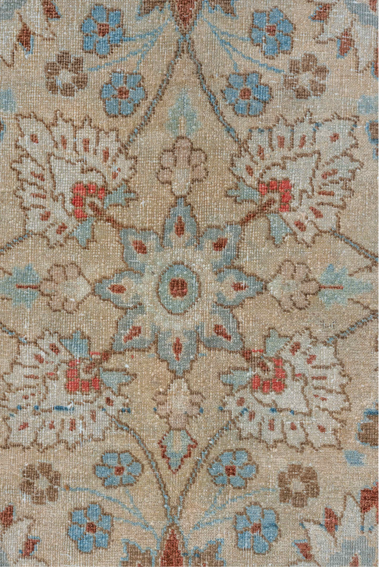 8' x 11' one-of-a-kind handmade vintage Tabriz large size rug. Color palette: gray, light gray, off-white, blue, brown