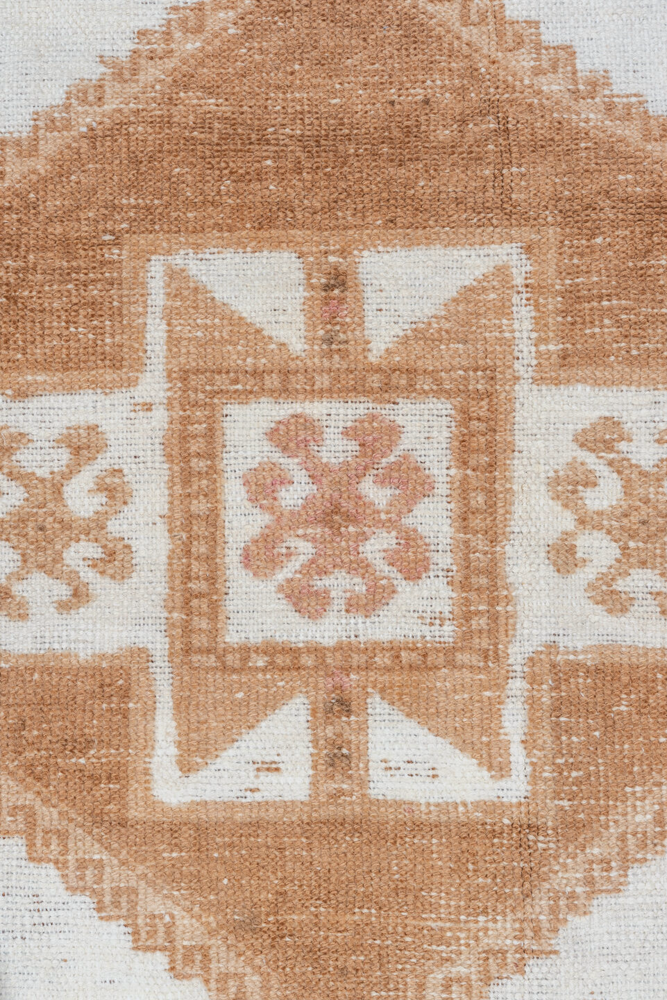 2' x 9' one-of-a-kind handmade vintage Oushak runner rug. Color palette: off-white, gray, light gray, brown, orange, pink