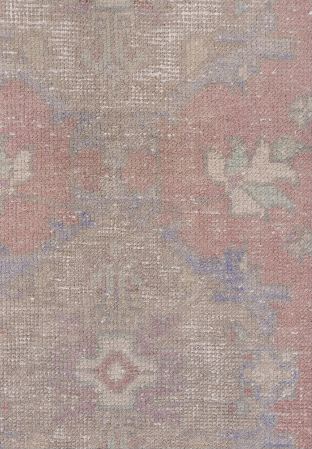 3' x 10' one-of-a-kind handmade vintage Oushak runner rug. Color palette: dark gray, gray, light gray, off-white, pink