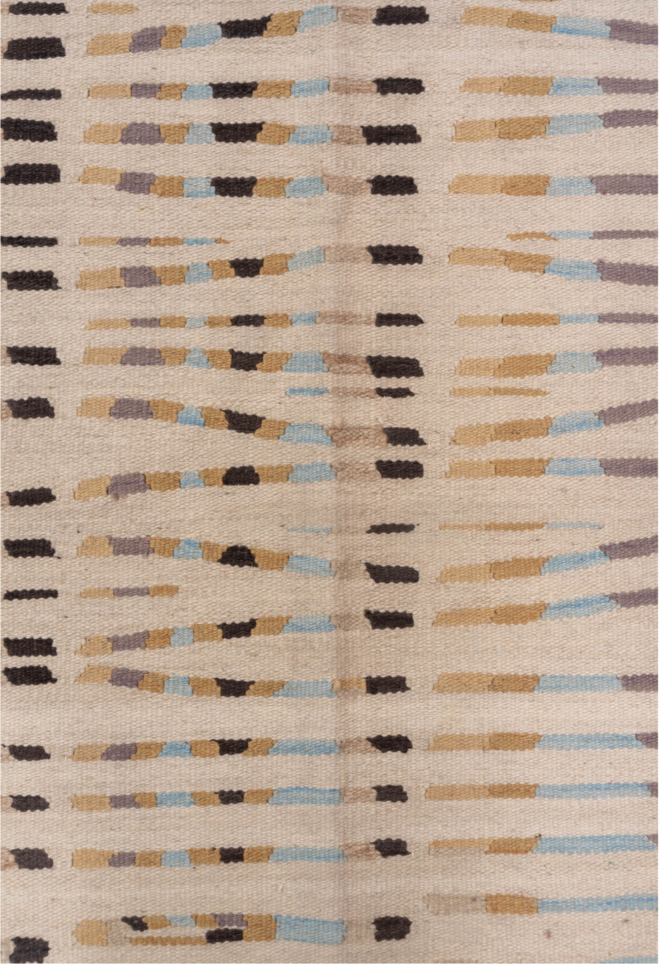 4' x 6' one-of-a-kind handmade vintage Kilim small size rug. Color palette: brown, dark gray, dim gray, gainsboro, gray