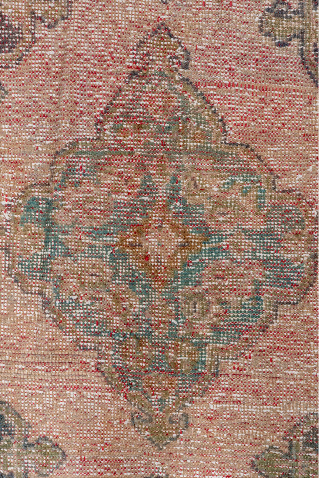 2' x 10' one-of-a-kind handmade vintage Oushak runner rug. Color palette: brown, gray, light gray, off-white, orange, pink