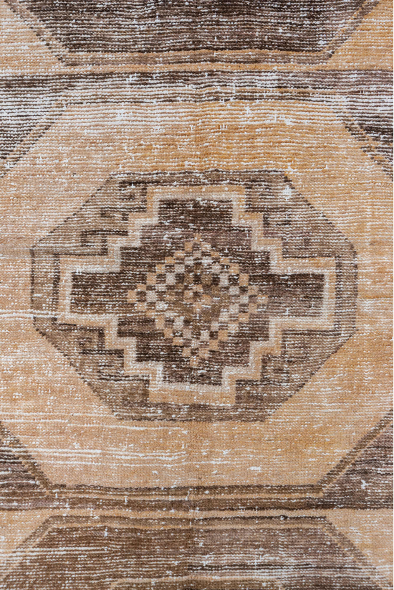 2' x 12' one-of-a-kind handmade vintage Oushak runner rug. Color palette: brown, off-white, orange, pink, snow, white