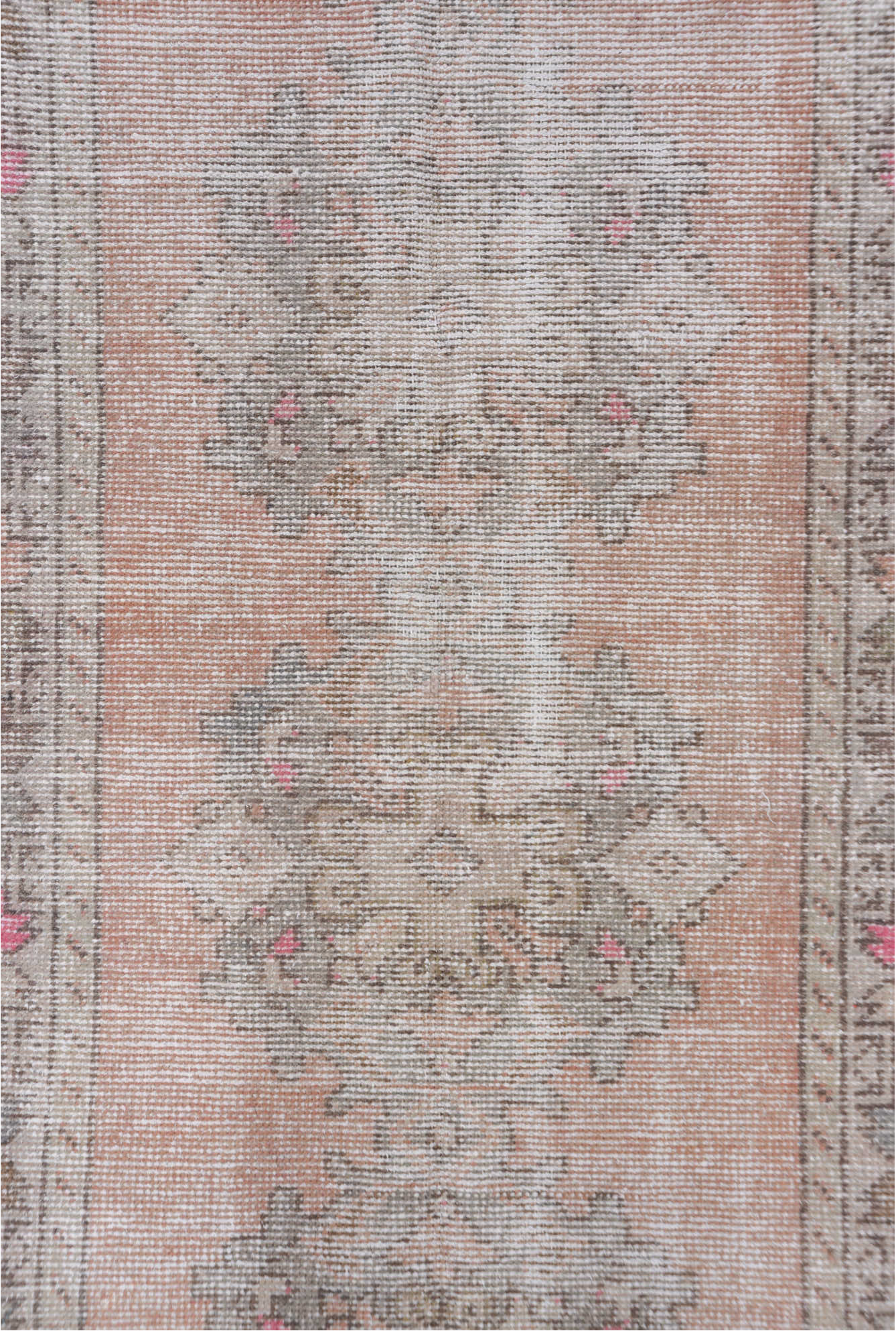 3' x 9' one-of-a-kind handmade vintage Oushak runner rug. Color palette: dark gray, dim gray, gray, light gray, off-white