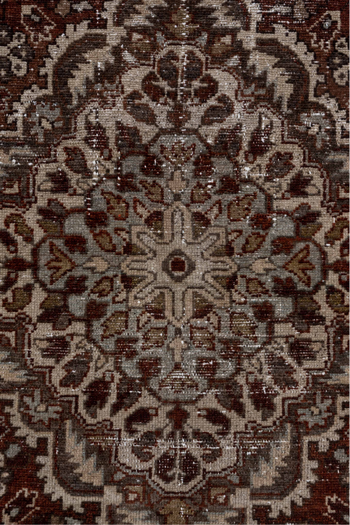 4' x 6' one-of-a-kind handmade vintage Baktiary small size rug. Color palette: gray, light gray, brown, pink, dim gray