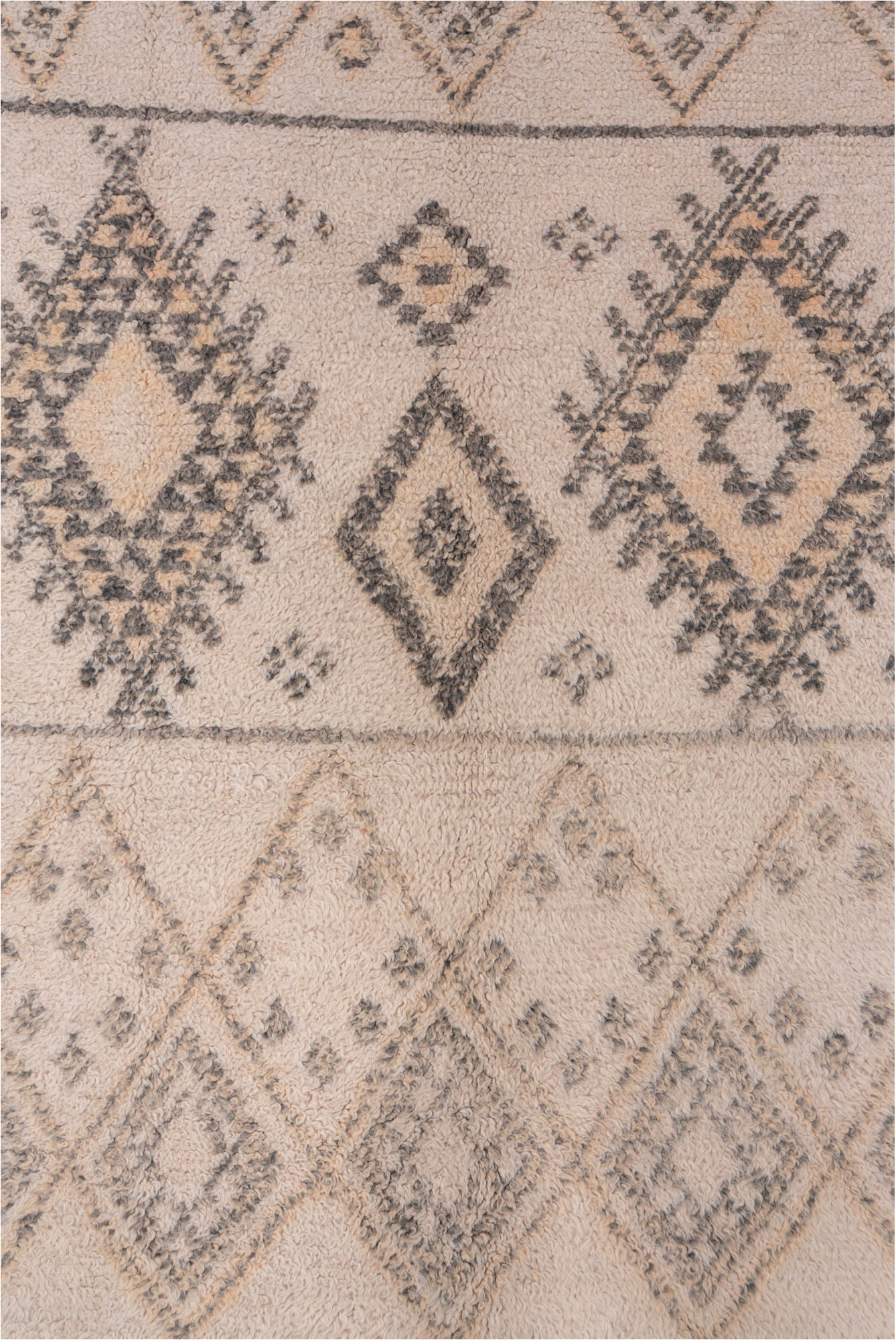 6' x 11' one-of-a-kind handmade vintage Moroccan large size rug. Color palette: brown, gray, light gray, off-white, orange