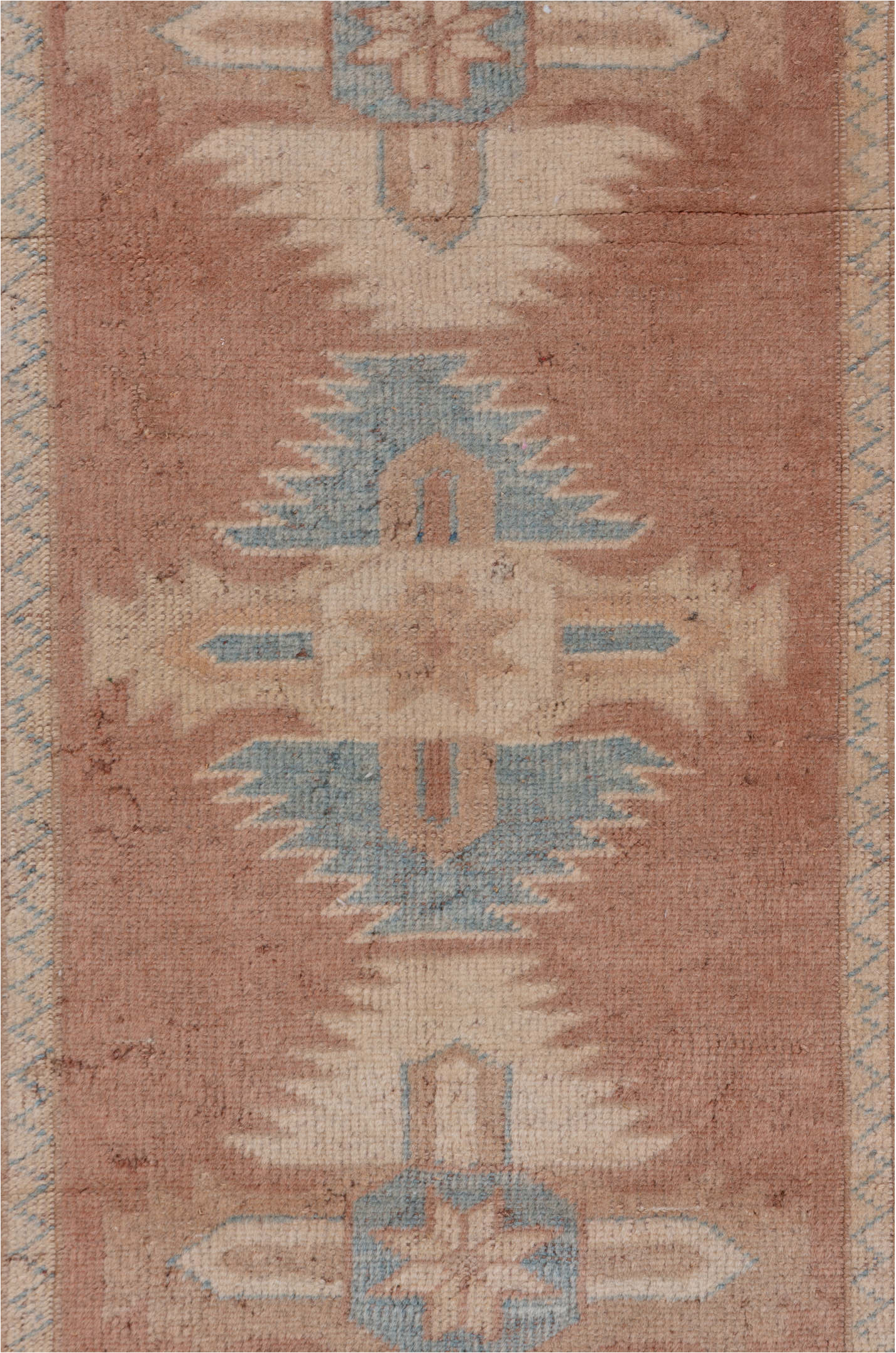 2' x 3' one-of-a-kind handmade vintage Oushak small size rug. Color palette: brown, gray, pink, light gray, off-white, white