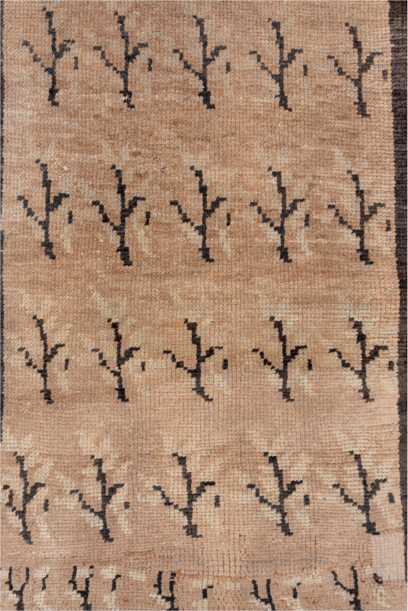 2' x 7' one-of-a-kind handmade vintage Oushak runner rug. Color palette: black, brown, gray, light gray, off-white, pink