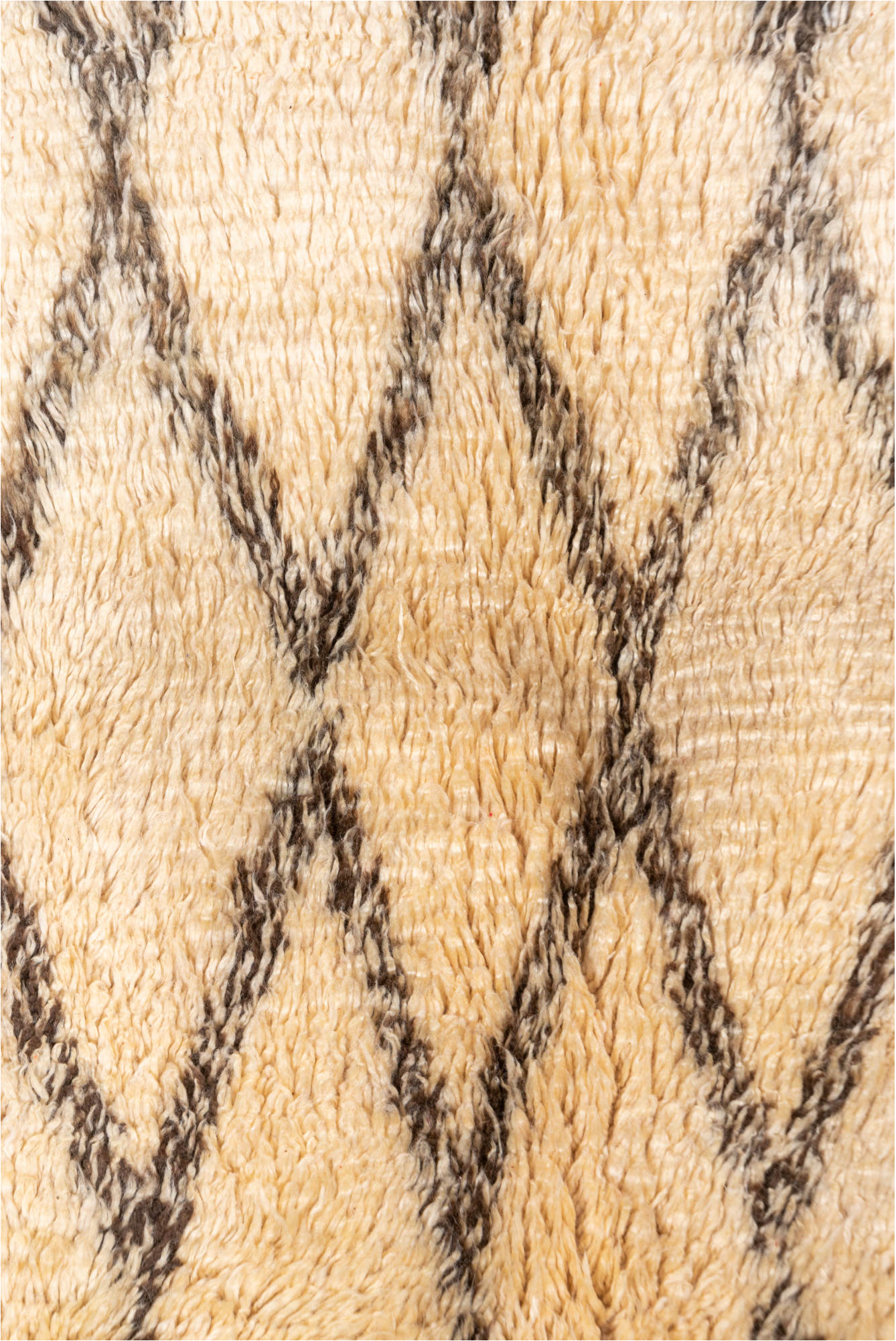 6' x 12' one-of-a-kind handmade vintage Moroccan large size rug. Color palette: antiquewhite, bisque, blanched almond, brown