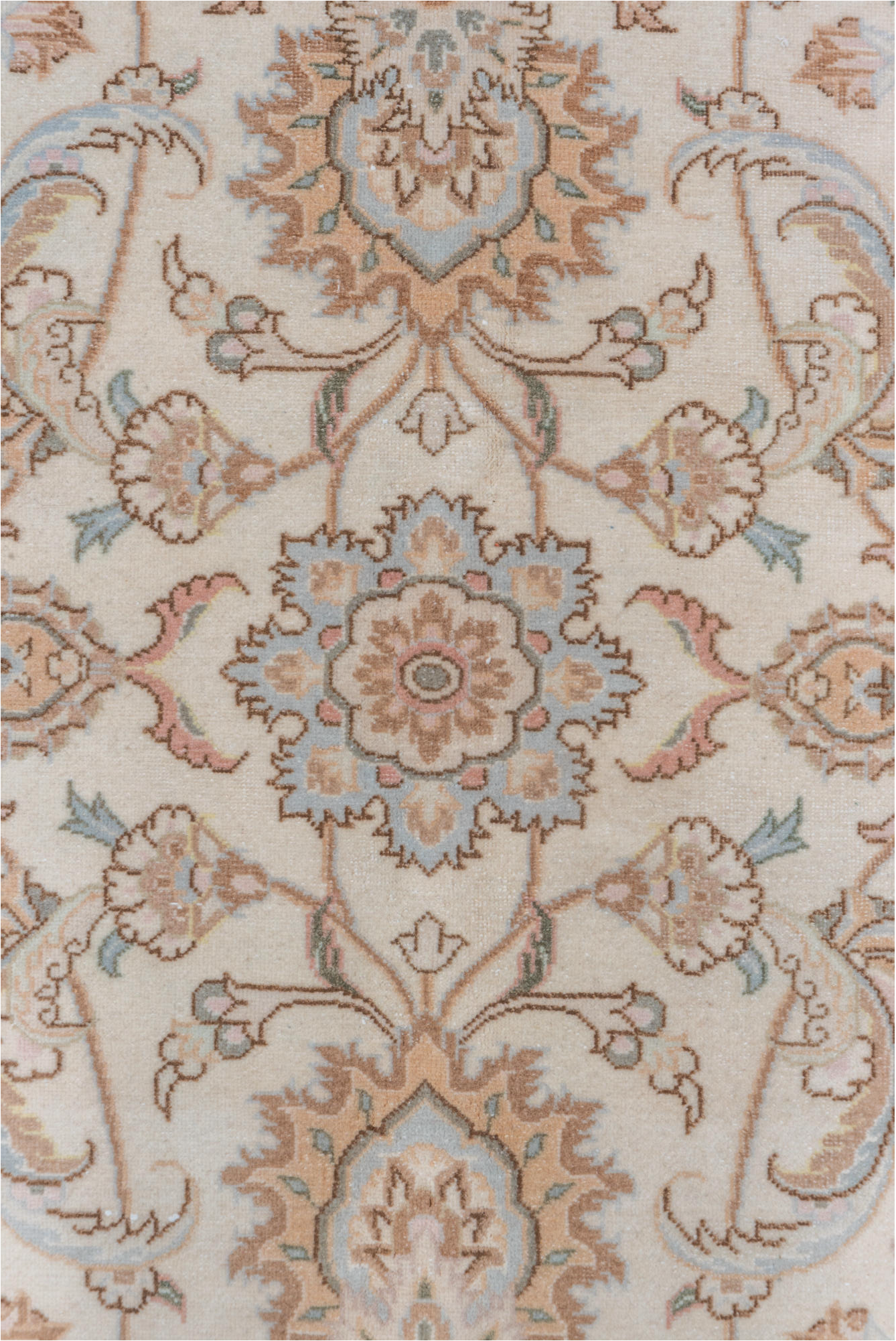 9' x 12' one-of-a-kind handmade vintage Tabriz large size rug. Color palette: brown, dark gray, gray, light gray, off-white