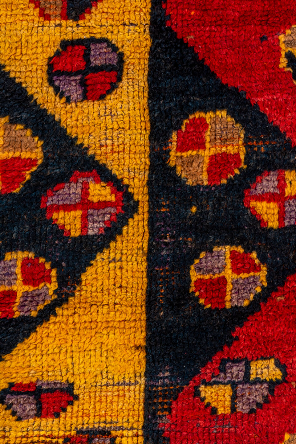 3' x 6' one-of-a-kind handmade vintage Tulu small size rug. Color palette: brown, pink, orange, red, black, gray, rosy brown