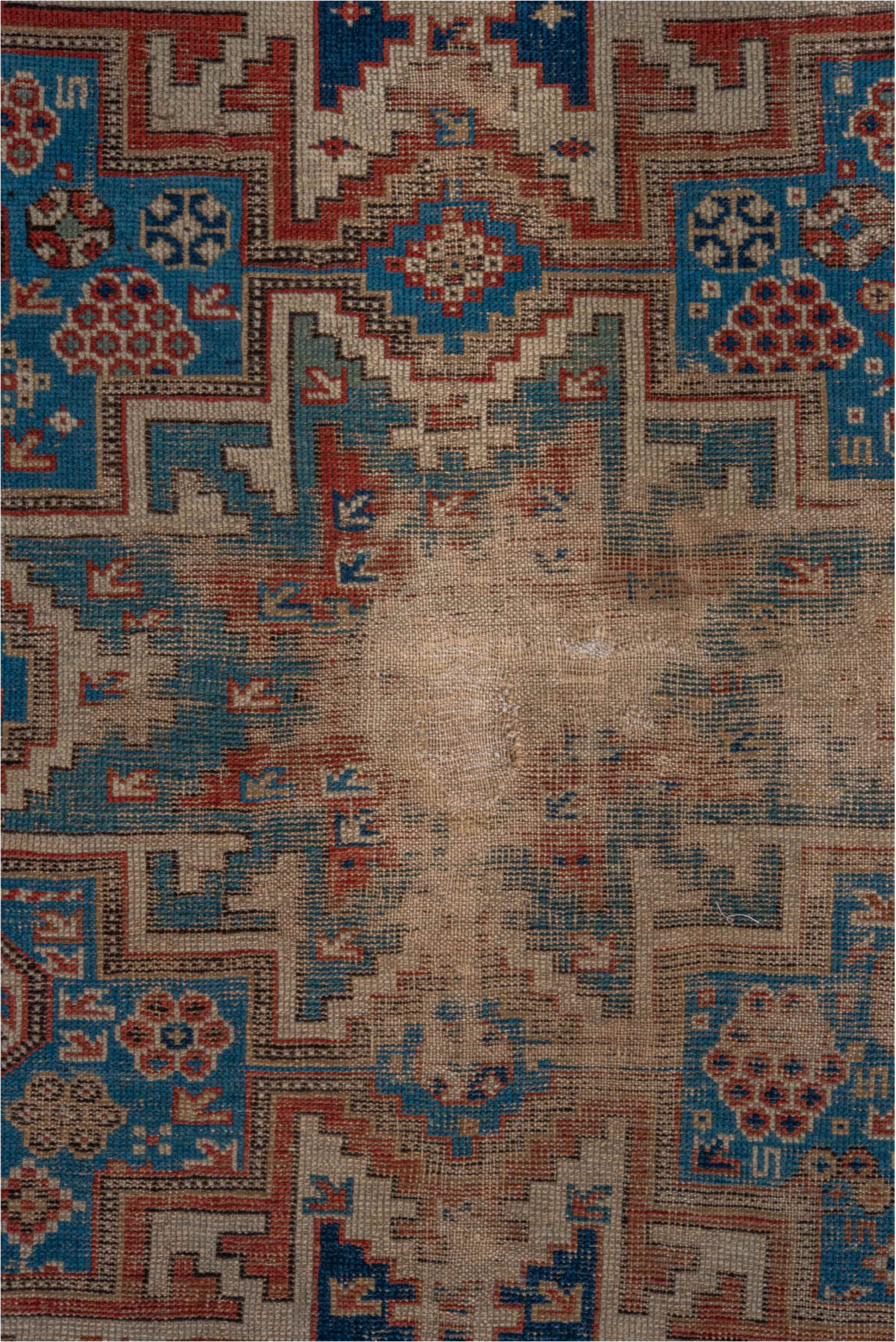 3' x 4' one-of-a-kind handmade vintage Shirvan small size rug. Color palette: black, blue, brown, dim gray, gray, light gray