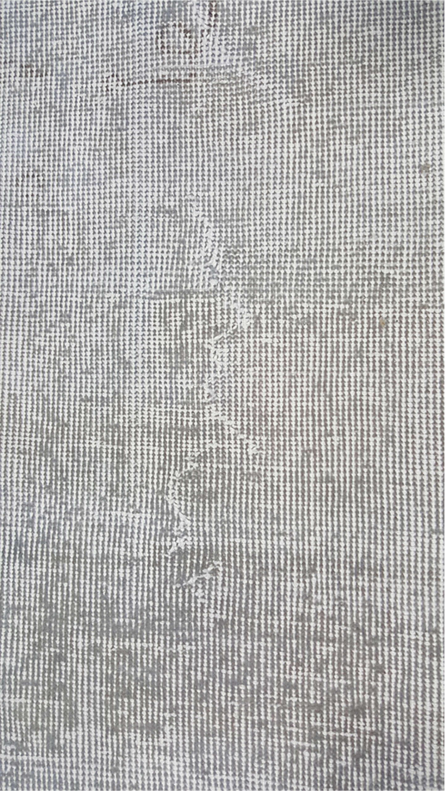 6' x 9' one-of-a-kind handmade vintage Overdyed medium size rug. Color palette: light gray, gray, off-white, light blue