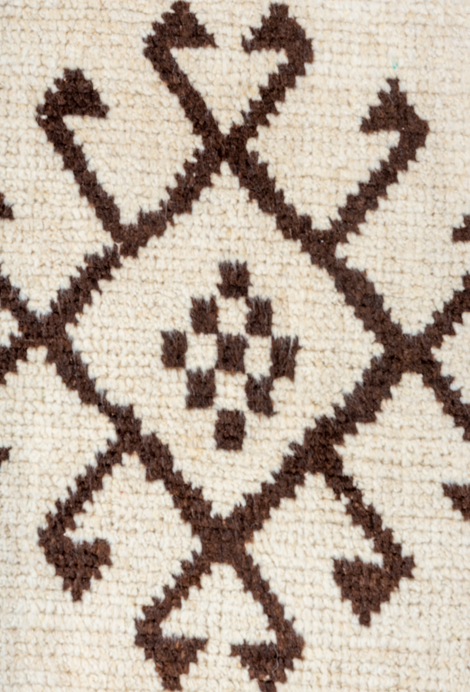 3' x 10' one-of-a-kind handmade vintage Kars runner rug. Color palette: off-white, brown, light gray, yellow, gray, pink