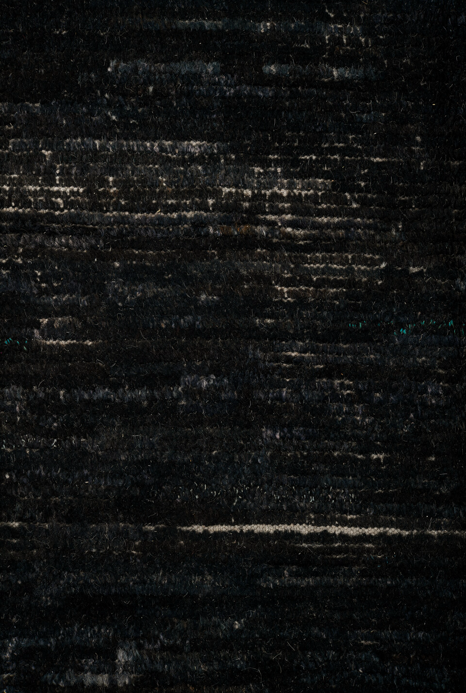 9' x 12' one-of-a-kind handmade vintage Tulu large size rug. Color palette: black, blue, charcoal, gray, light gray