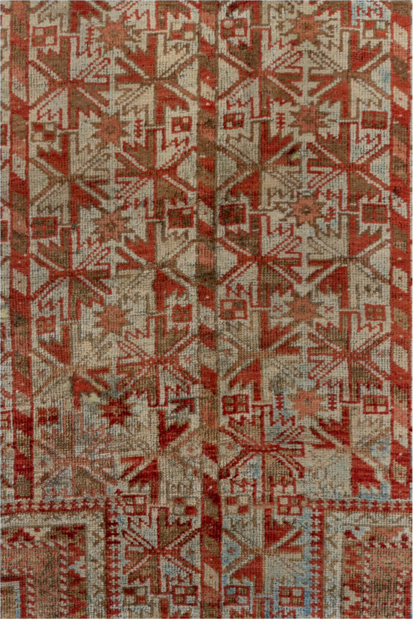 3' x 4' one-of-a-kind handmade vintage Belouch small size rug. Color palette: brown, gray, pink