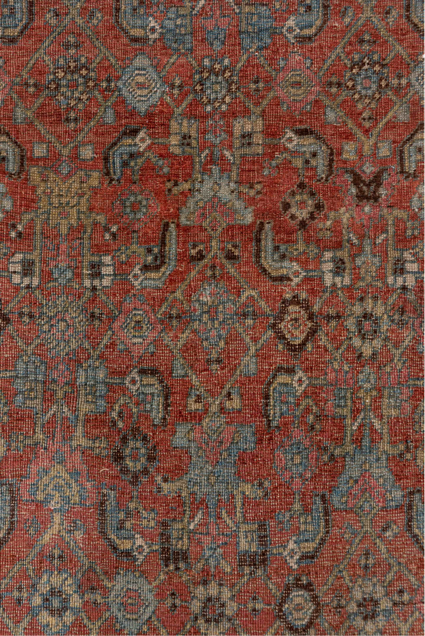 4' x 6' one-of-a-kind handmade vintage Kurd small size rug. Color palette: brown, dim gray, gray, light gray, pink, red