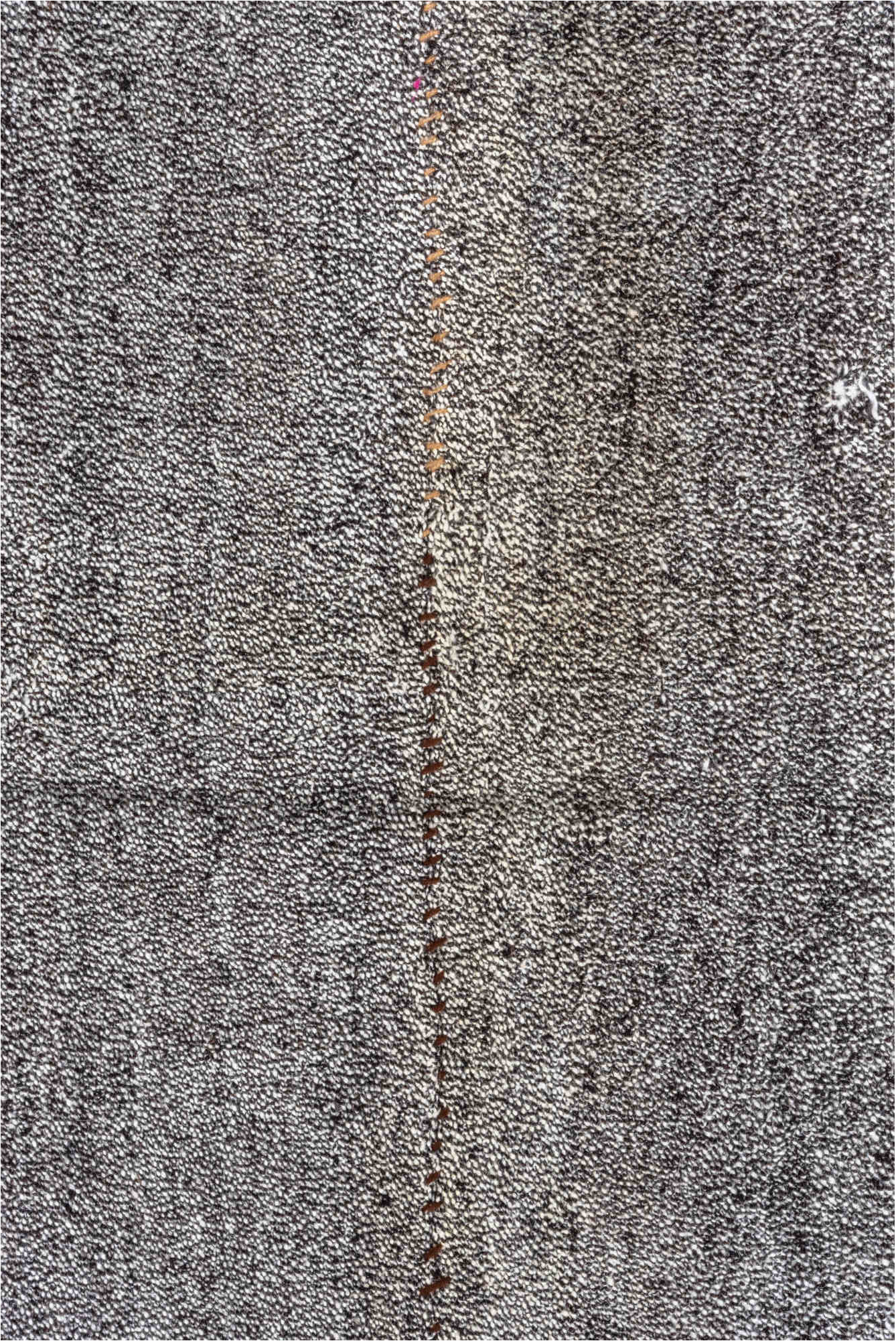 7' x 9' one-of-a-kind handmade vintage Flatweave rug. Color palette: black, blue, charcoal, dark gray, dim gray, gainsboro