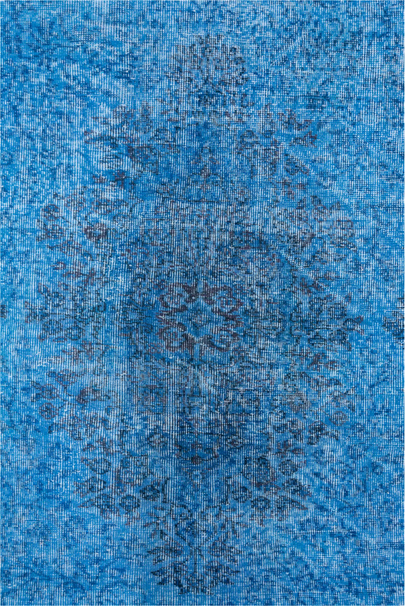 5' x 8' one-of-a-kind handmade vintage Overdyed medium size rug. Color palette: blue, gray, light blue, light steel blue