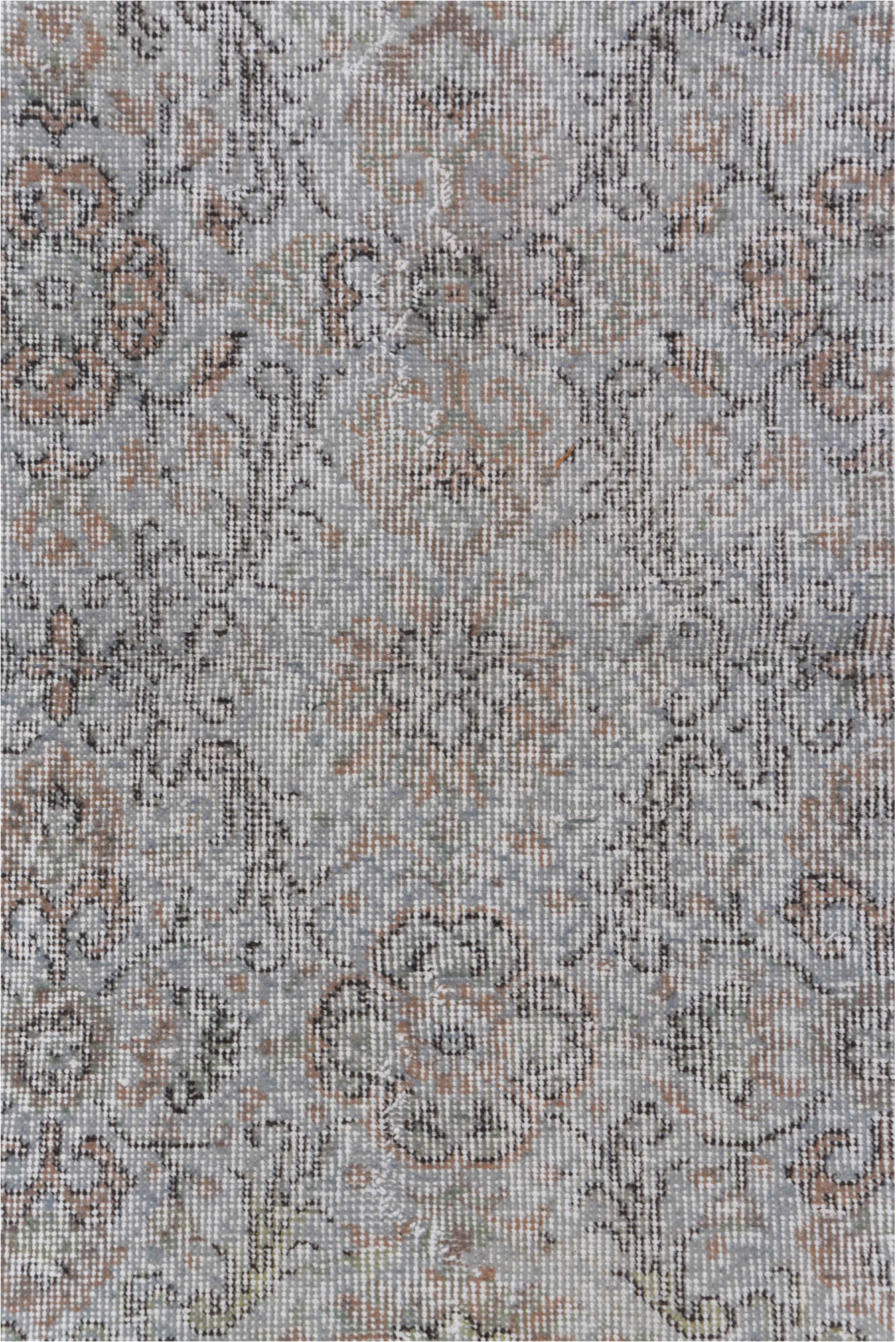 3' x 6' one-of-a-kind handmade vintage Oushak small size rug. Color palette: dark gray, dim gray, gainsboro, gray