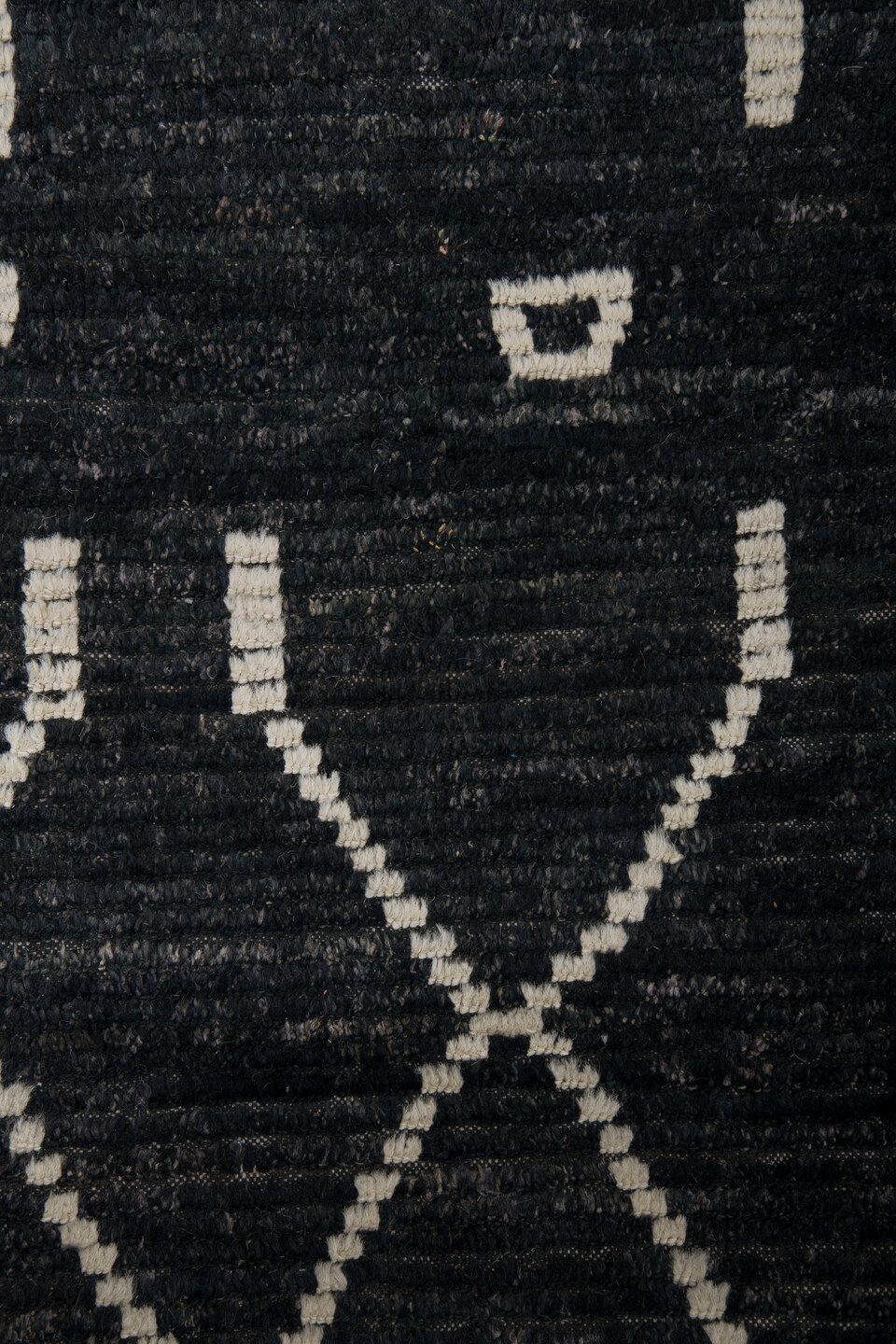 9' x 12' one-of-a-kind handmade vintage Tulu large size rug. Color palette: black, brown, charcoal, dark gray, dim gray