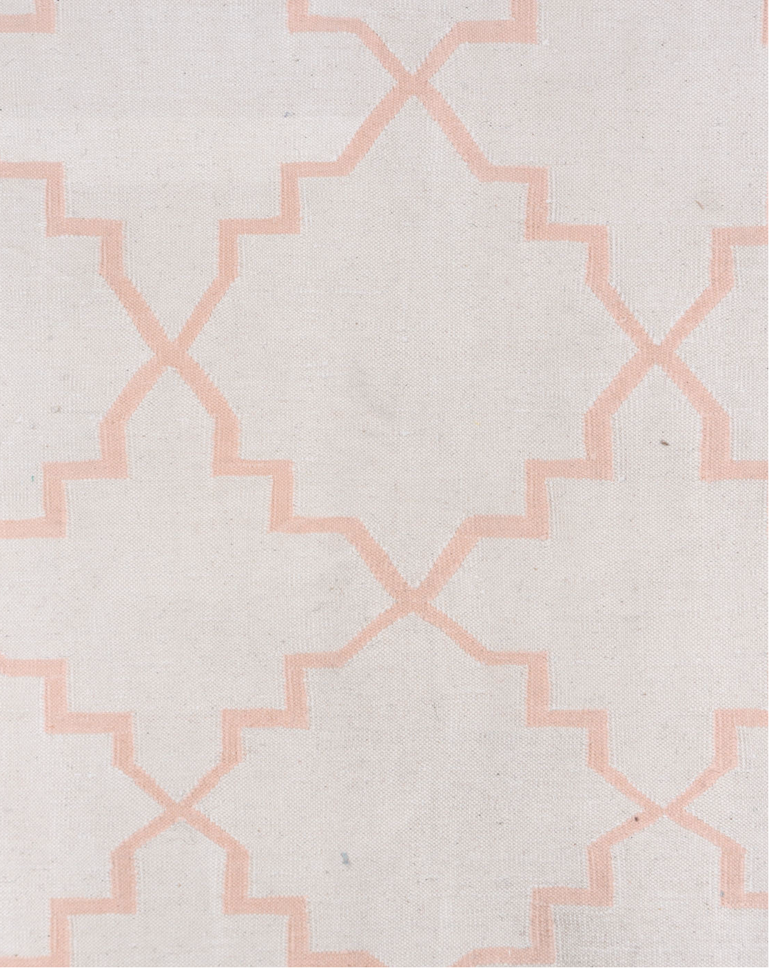 8' x 11' one-of-a-kind handmade vintage Dhurrie large size rug. Color palette: gainsboro, ghost white, gray, lavender blush