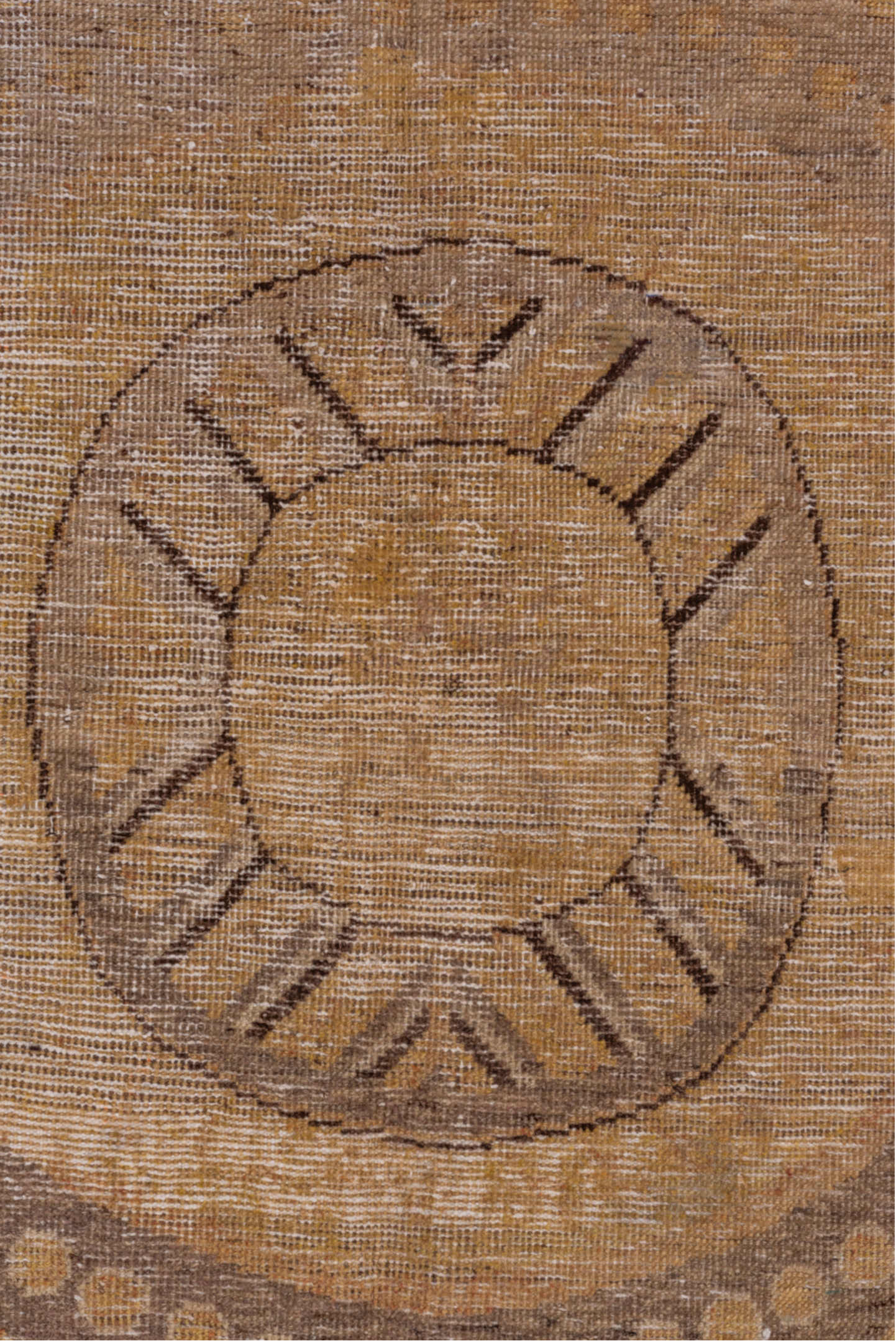 7' x 13' one-of-a-kind handmade vintage Khotan large size rug. Color palette: brown, gray, pink