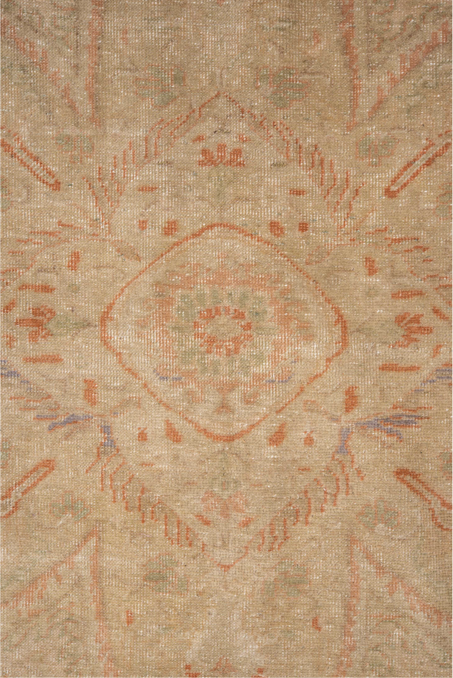 6' x 9' one-of-a-kind handmade vintage Kaisary medium size rug. Color palette: pink, gray, light gray, brown, orange