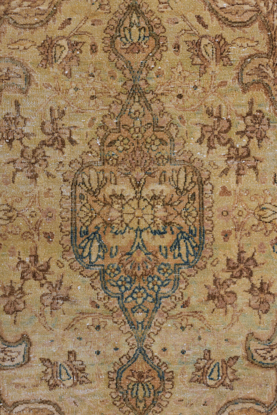 8' x 11' one-of-a-kind handmade vintage Kerman large size rug. Color palette: gray, brown, orange, pink, black, off-white