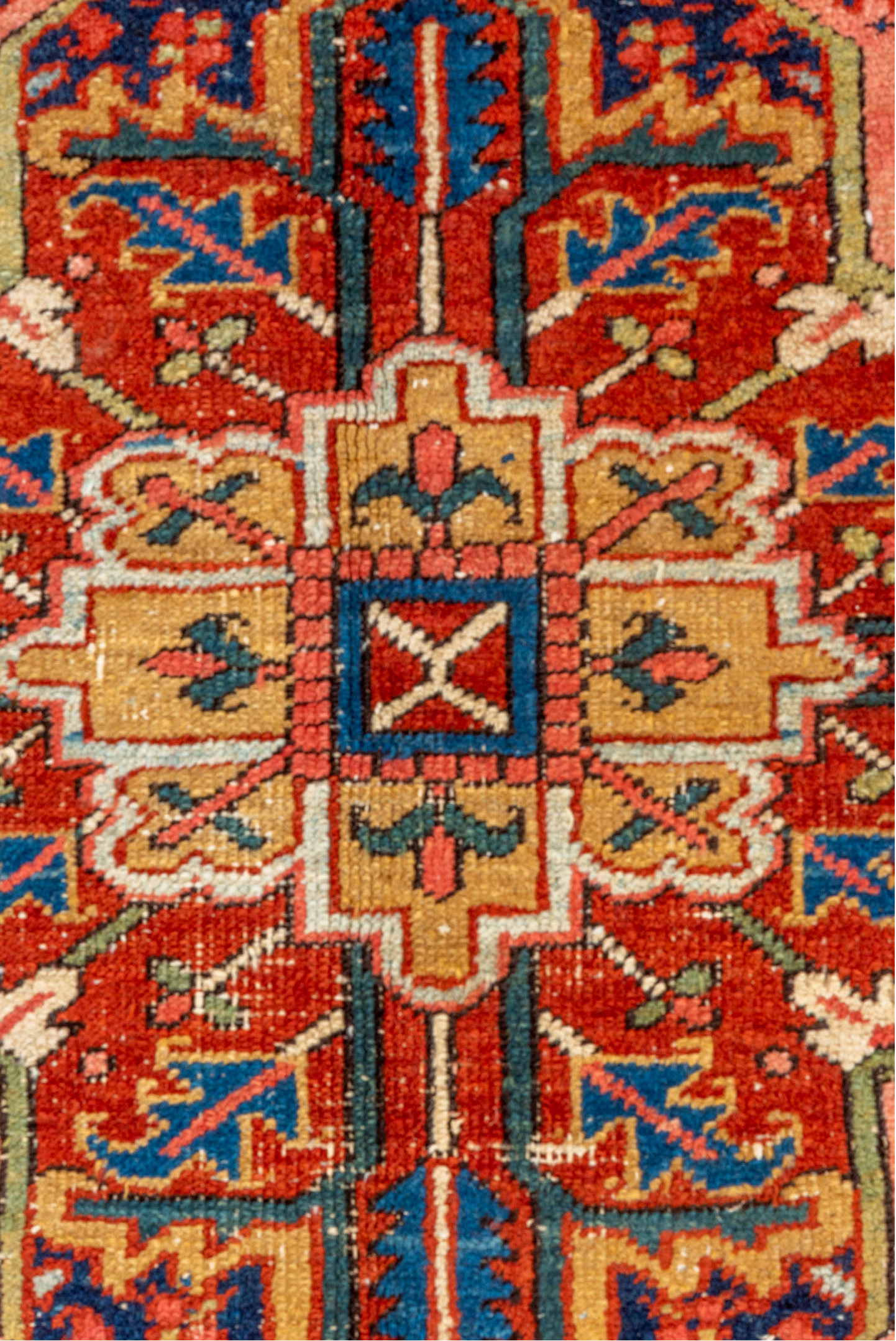 5' x 8' one-of-a-kind handmade vintage Heriz medium size rug. Color palette: brown, orange, gray, blue, pink, red, arapawa