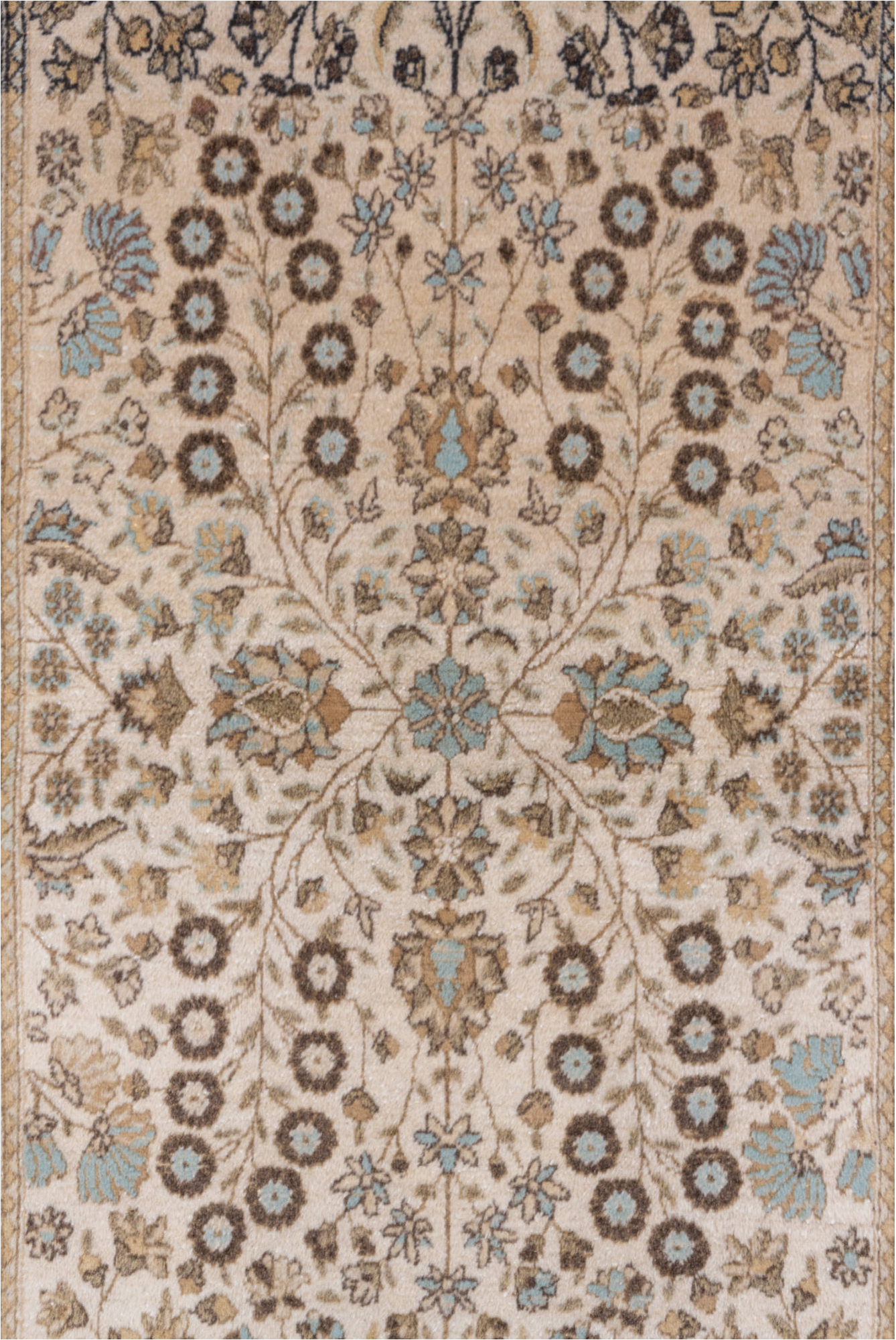 3' x 7' one-of-a-kind handmade vintage Sivas runner rug. Color palette: black, brown, gray, light gray, off-white, pink