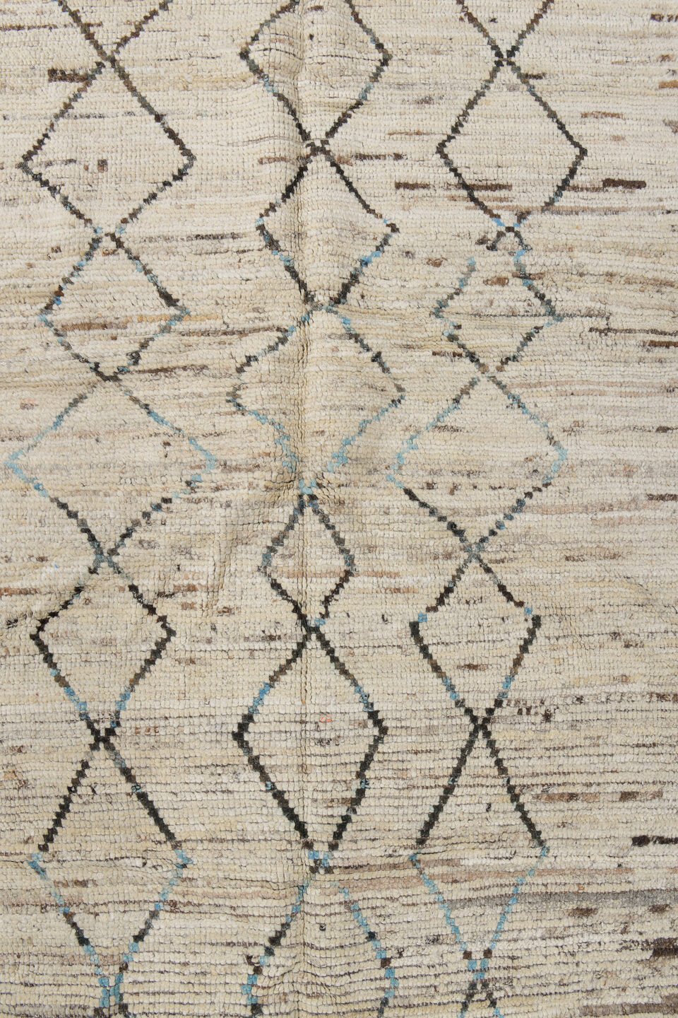 2' x 9' one-of-a-kind handmade vintage Tulu runner rug. Color palette: blue, dark gray, dim gray, gray, light gray