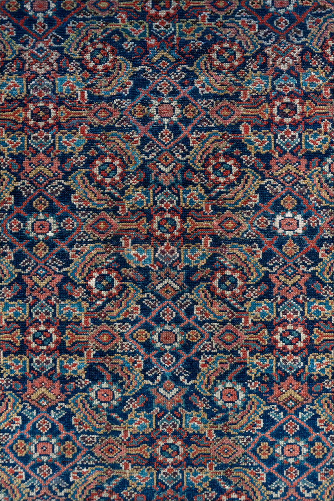 4' x 6' one-of-a-kind handmade vintage Malayer small size rug. Color palette: brown, gray, pink, red, redwood