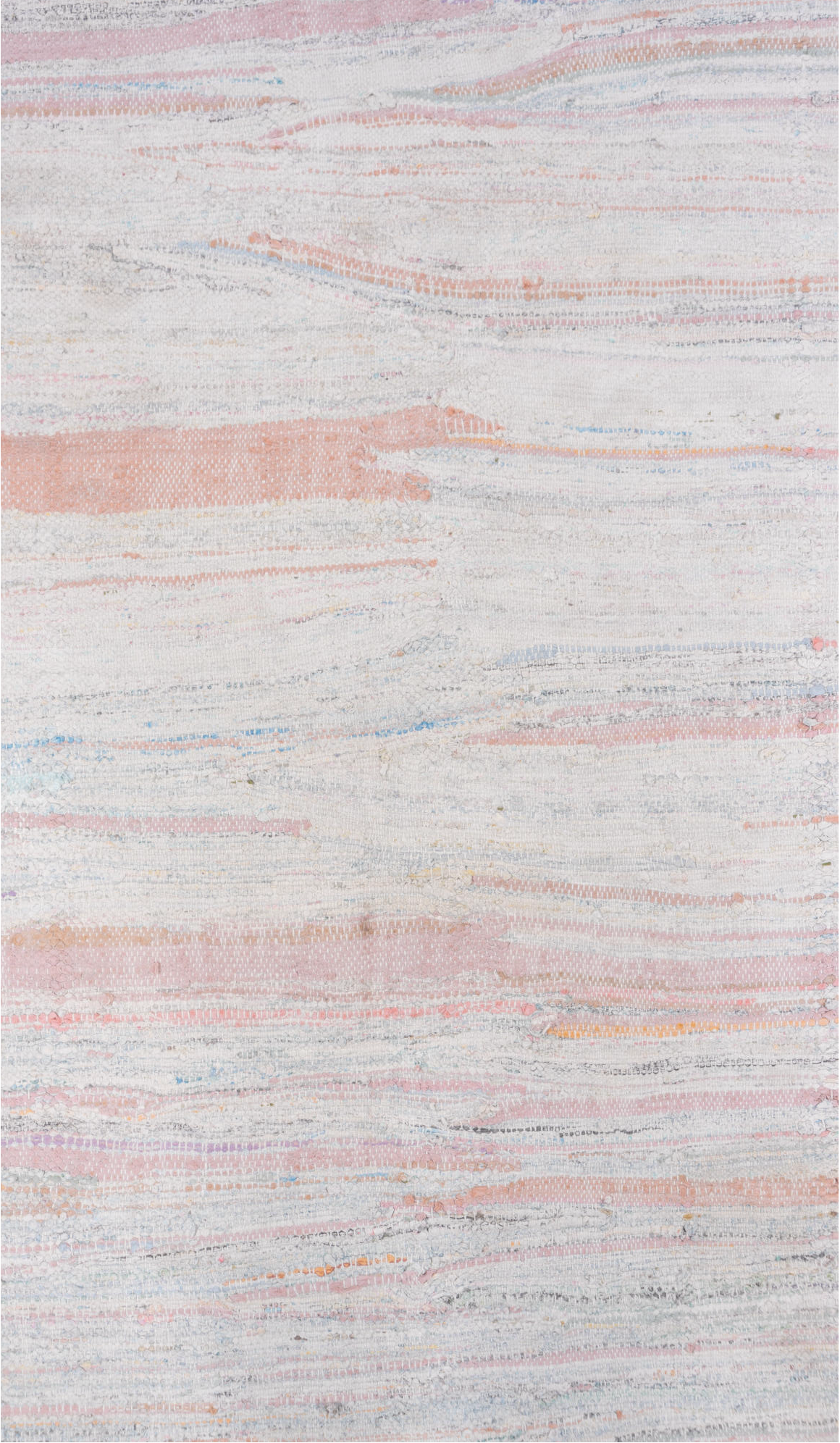 5' x 7' one-of-a-kind handmade vintage Rag Rug rug. Color palette: brown, dark gray, gainsboro, gray, light blue, light gray