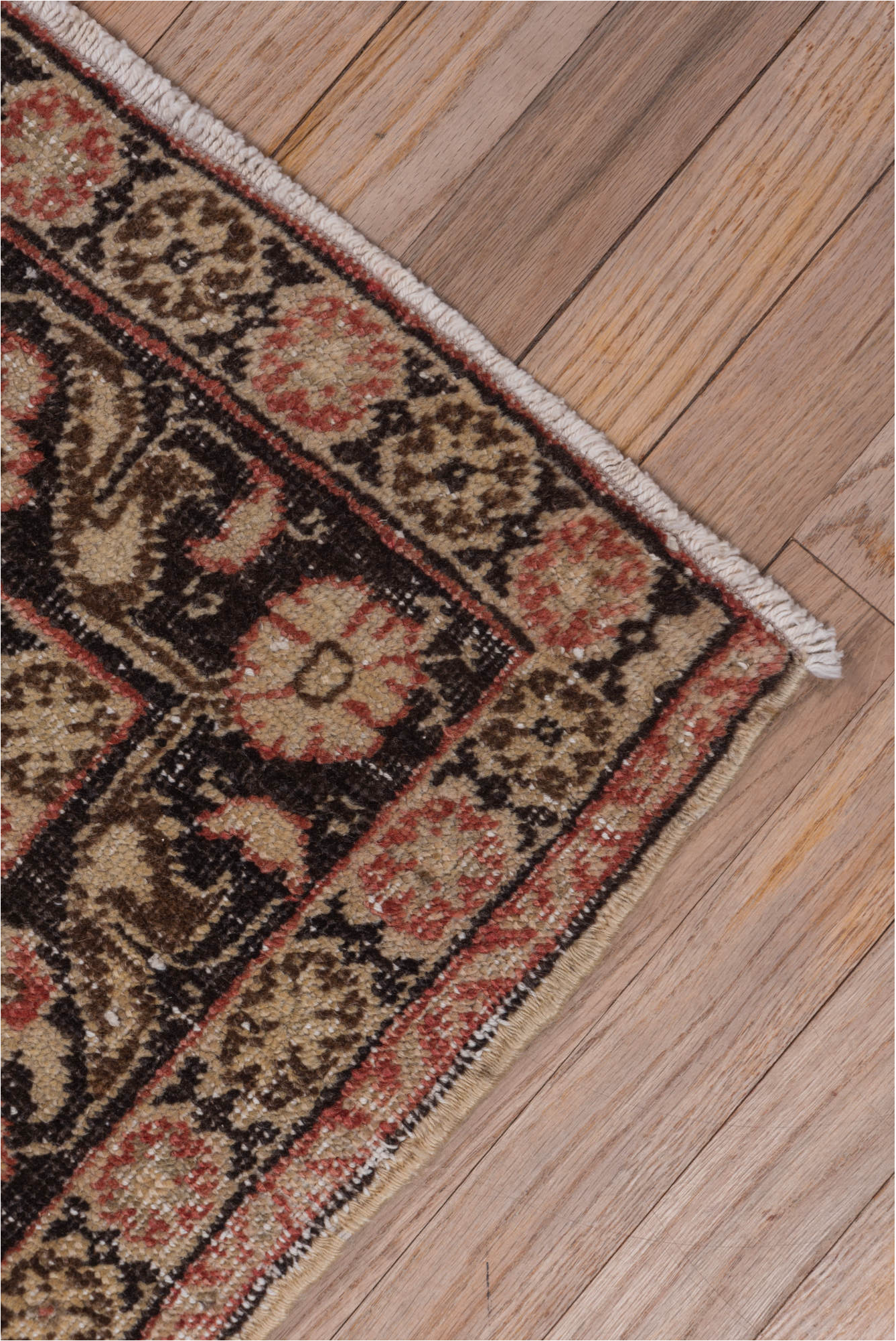 4' x 5' one-of-a-kind handmade vintage Oushak small size rug. Color palette: black, brown, gainsboro, gray, light gray